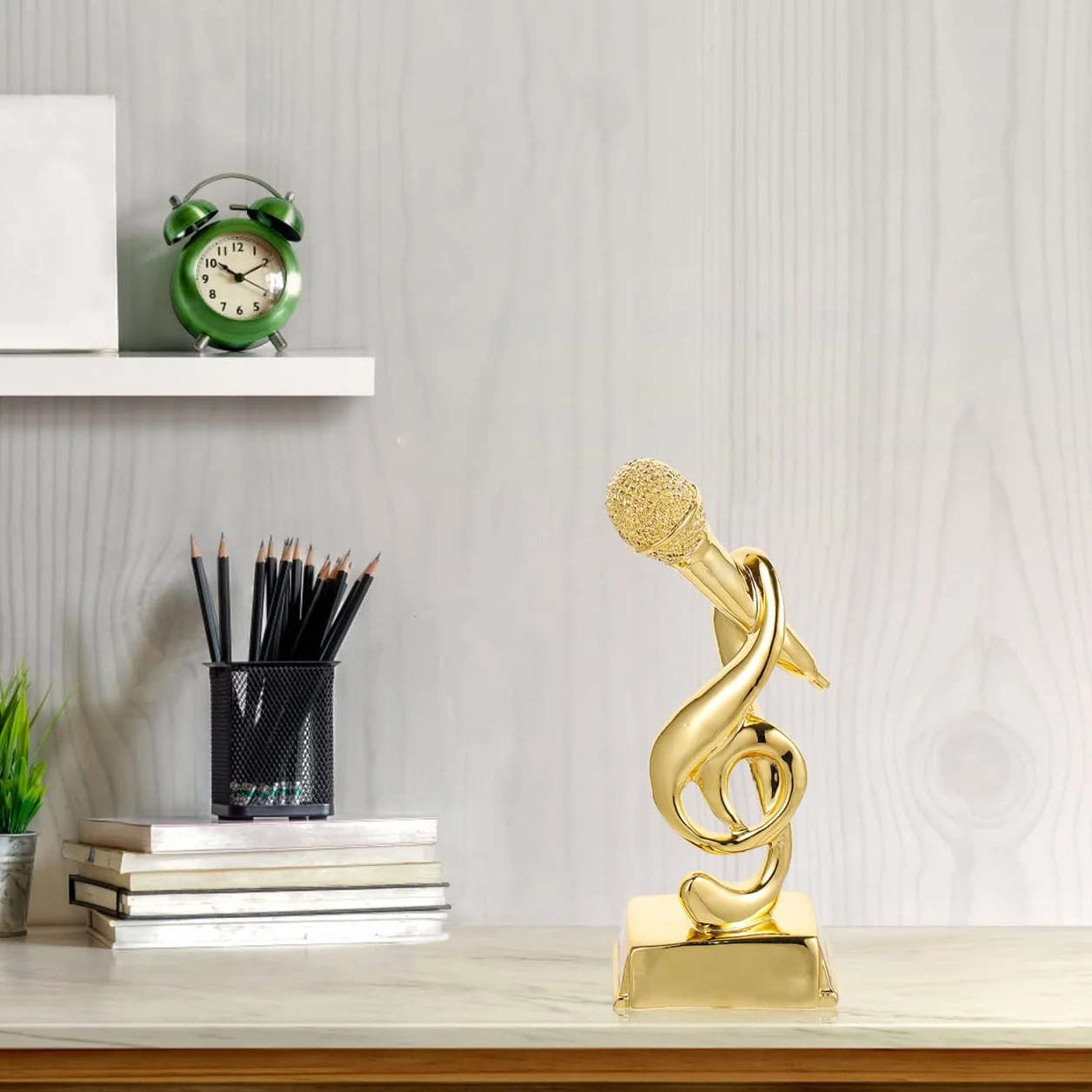 Toddmomy Trofeo De Concurso De Canto Micrófono Dorado Trofeos De Música para Niños