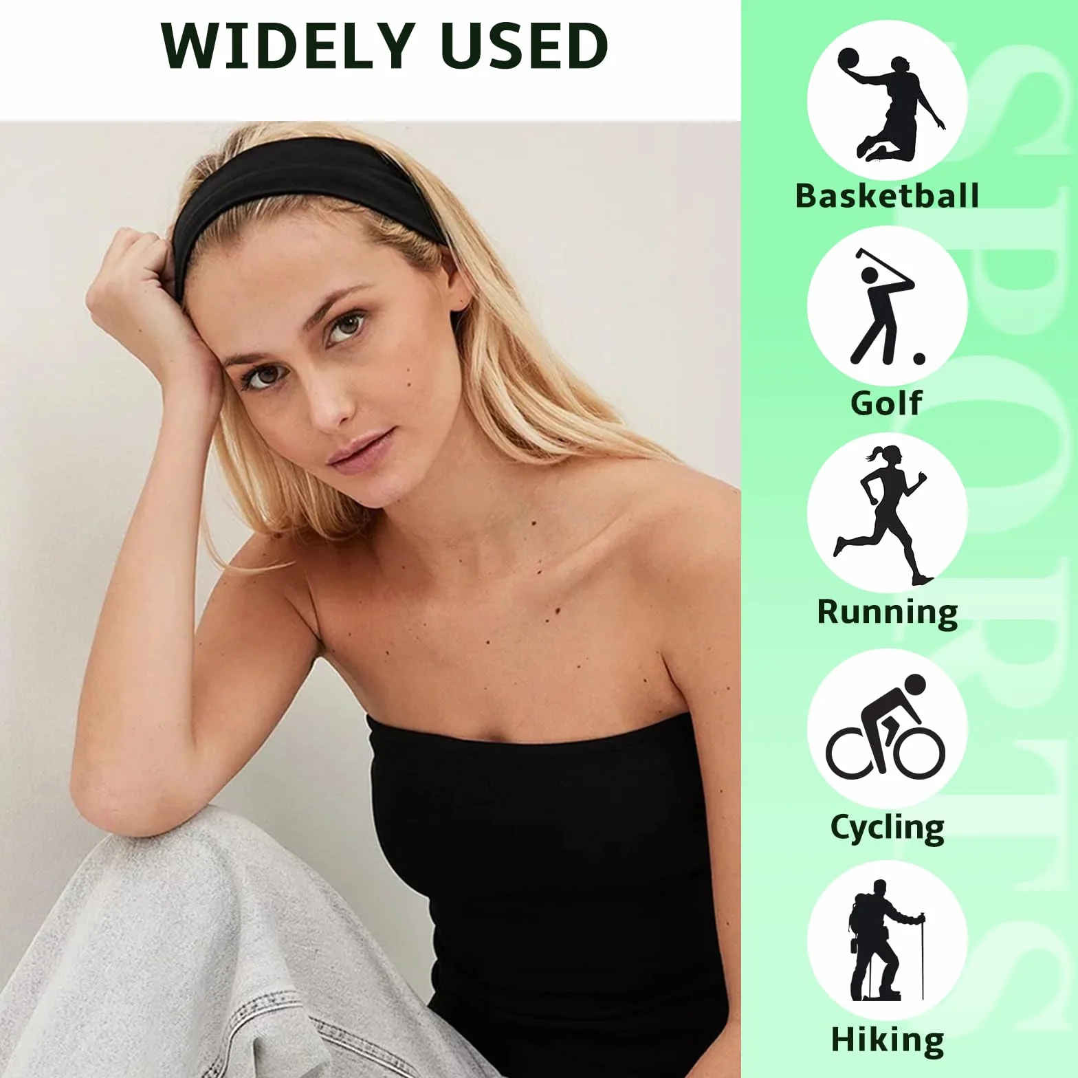 Diadema Elástica Antideslizante Absorbente Sudo para Yoga Deportivo Mujer Hombre