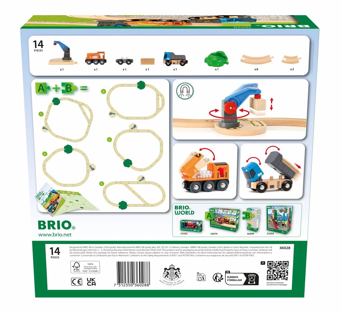 BRIO - Set de Inicio Construccion Levanta y Carga, Circuito Tren, para Niños de 3 Años o más,