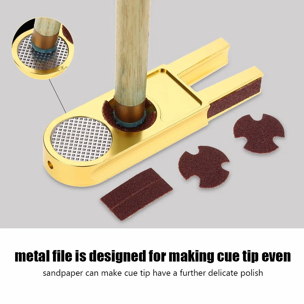 Tbest 3 en 1 Multifuncional Taco de Punta Piscina Forma de U Herramienta de Reparacion Accesorio para Billar Snooker