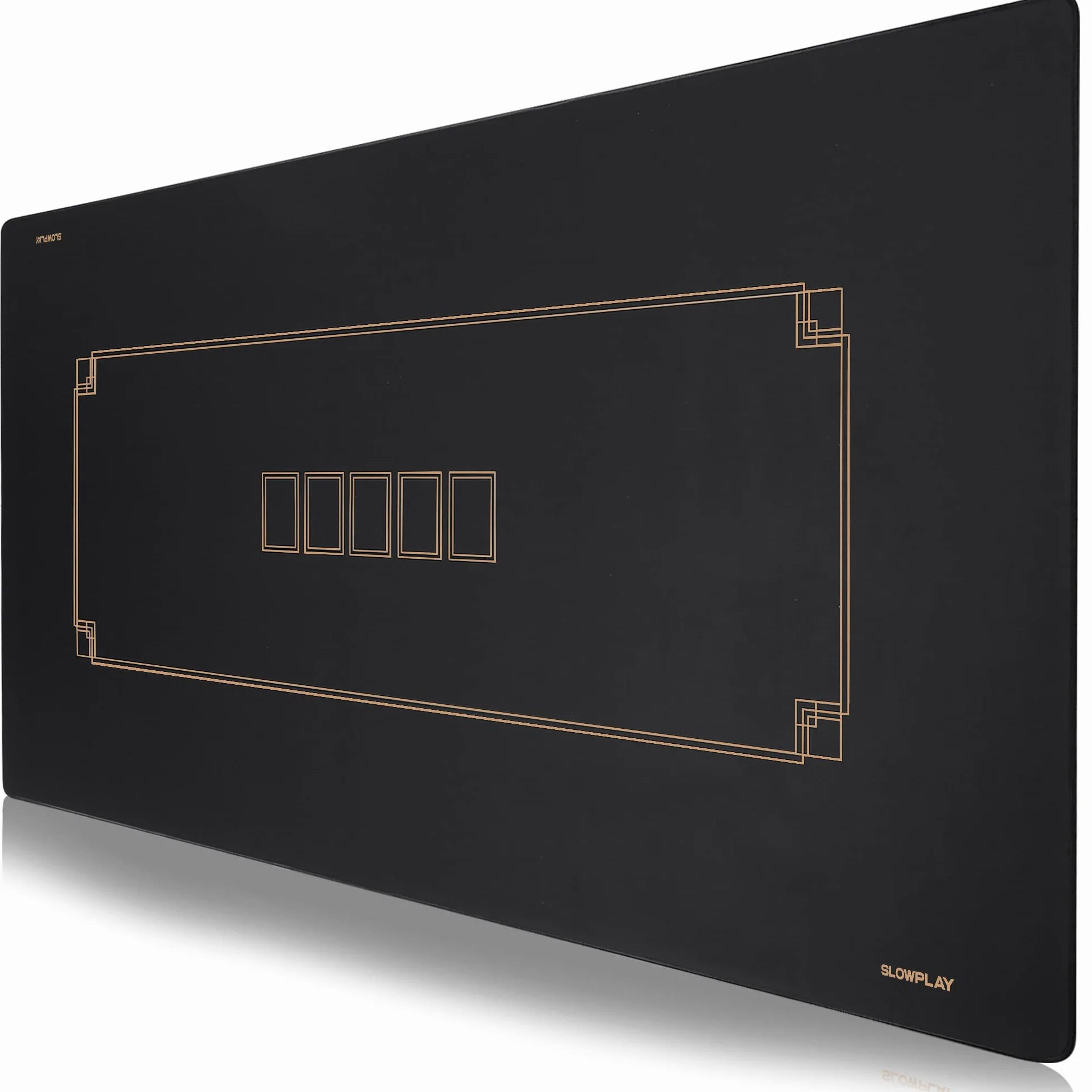 SLOWPLAY Godel Alfombrilla de póker para Texas Hold’em | tapete portátil Negro y Dorado champán, 180x90 cm, Repelente al Agua, reducción de Ruido y Bolsa de Transporte Premium