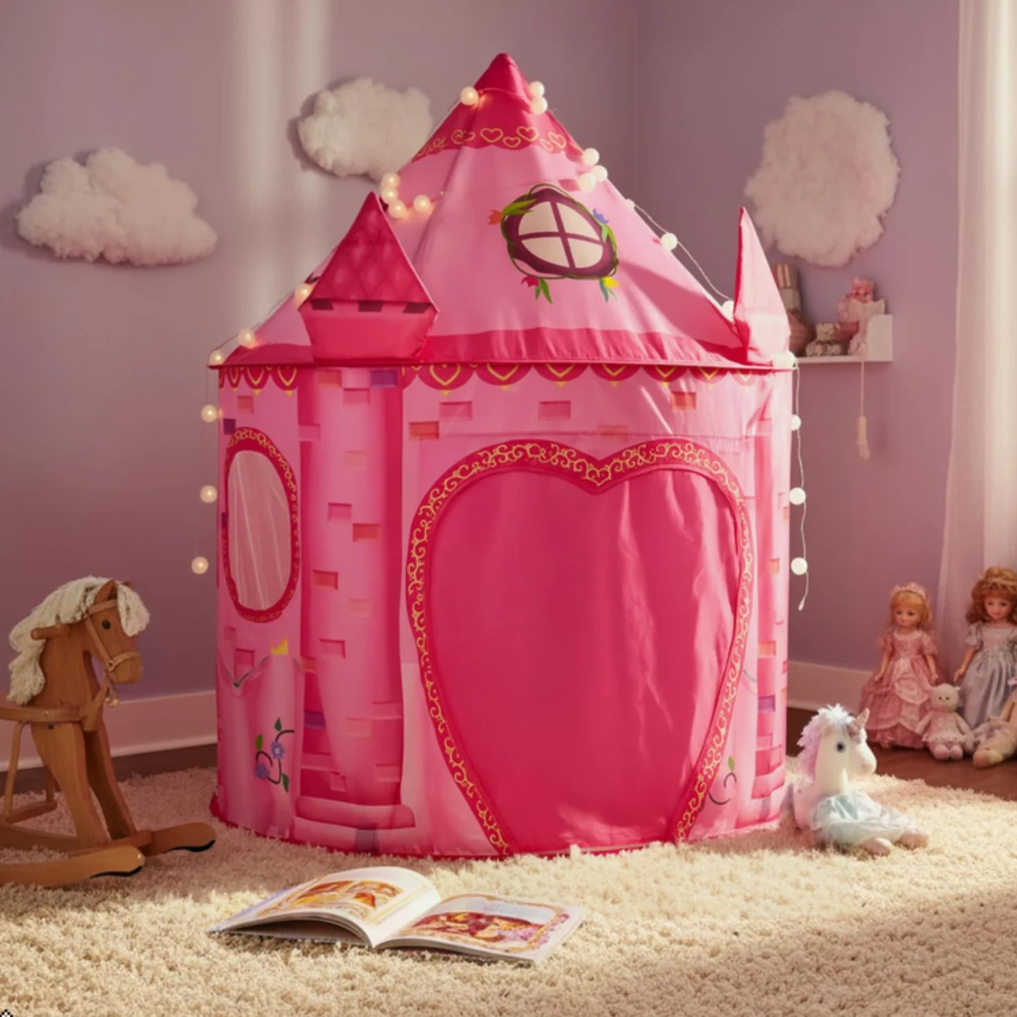 Tienda de campaña Infantil Castillo de Princesas Carpa Interior Rosa
