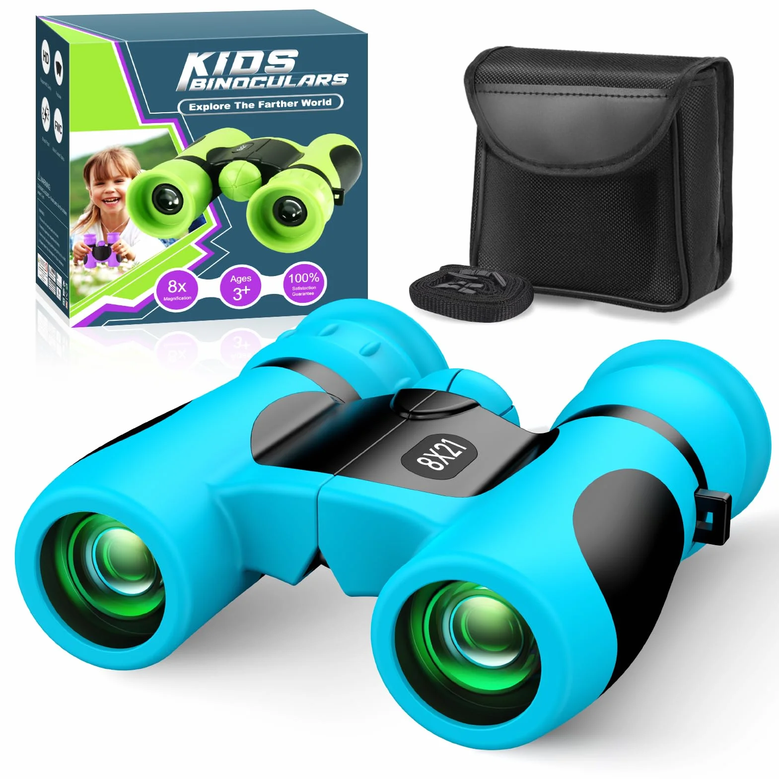 Prismaticos Niños 8x21 con Guía de Aves, Binoculares Juguetes Juego Niños Regalos de Cumpleaños - Ideal para Birdwatching, Regalo Familiar y Educativo