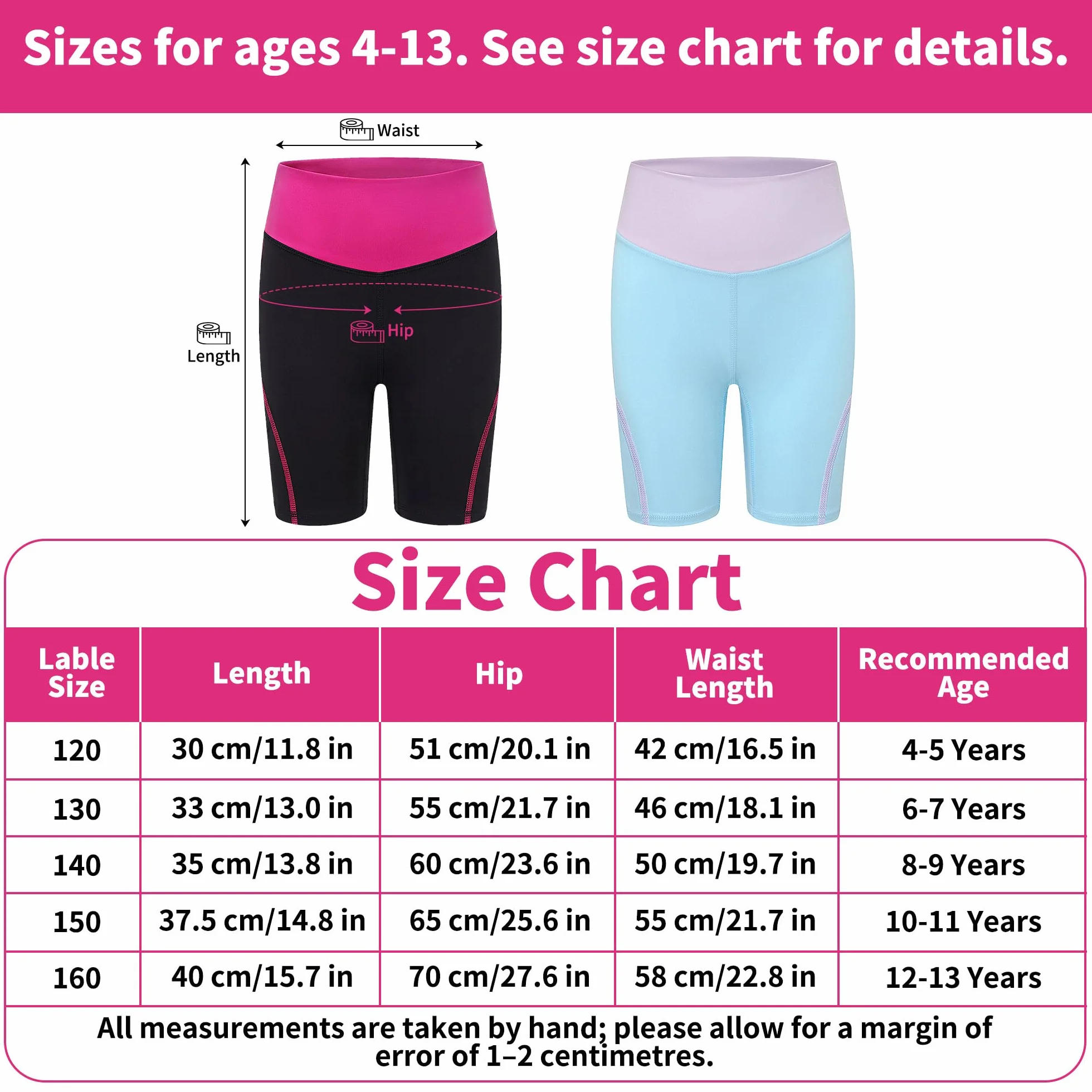 Ninas Shorts Pantalones Cortos Leggings Pack de 2 Transpirable Deportiva Mallas Ciclismo Elástica Pantalón Deportivo para Danza Gimnasia Ballet Running Verano Ropa 4-13 Años
