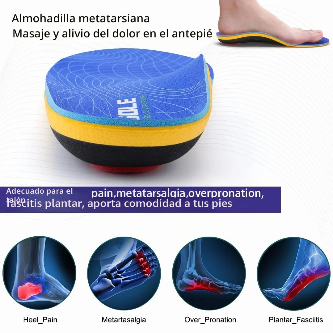 VALSOLE Plantillas ortopédicas Soporte de pie alto para fascitis plantar Azul 43-44 EU