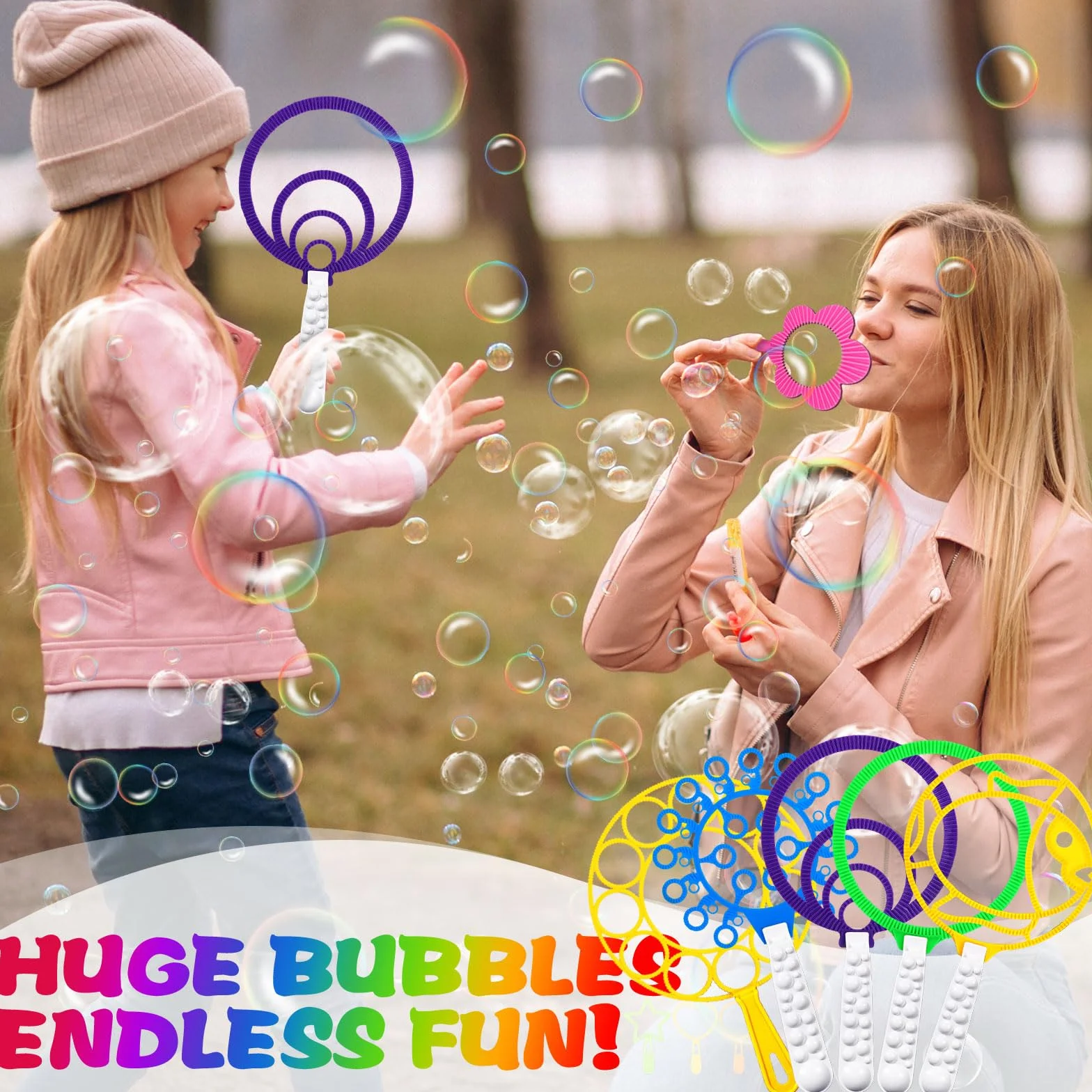 Purpledi 29 Piezas Kit de Varita de Burbujas, Gigante Varita de Burbujas, Juego de Pompas de Jabón para Niños, Maquina de Burbujas para Juegos al Aire Libre en Interiores y Fiestas de Cumpleaños