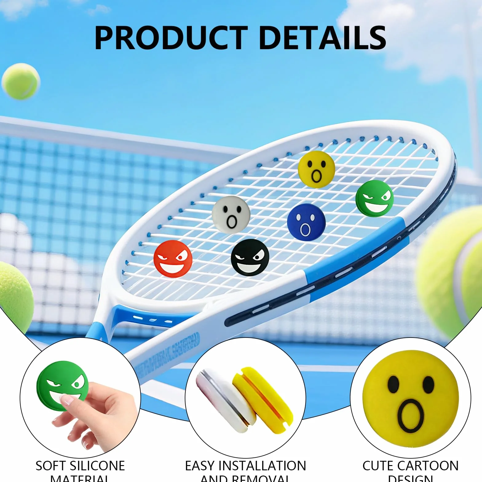 Antivibrador Raqueta Tenis Silicone 6 Piezas 6 Colores