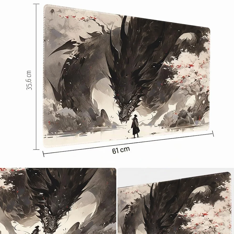 MTG Playmat Tamaño 61.0 x 35.6 cm, Bolsas de Almacenamiento Gratis, Parte Trasera Antideslizante, Ideal para entusiastas de Juegos de Cartas TCG (Shadow Dragon, sin baraja)