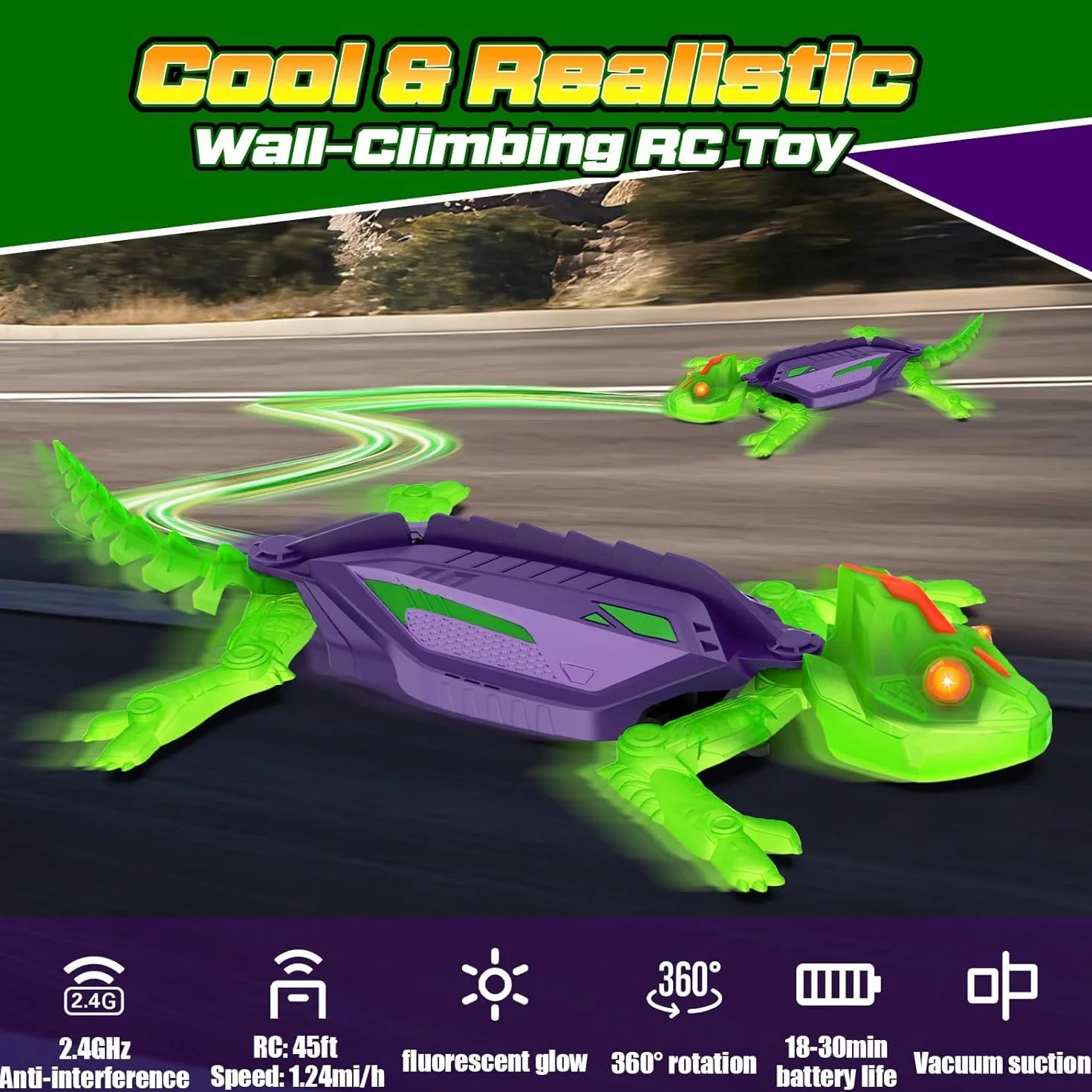 Goody King Lagarto Trepador Paredes - Robot Lagartija Teledirigida Que Trepa Paredes y Techos - Wallcrawler Gecko - Juguete con Movimientos Reales y Giro 360° - Regalo para Niños a Partir de 3 Años