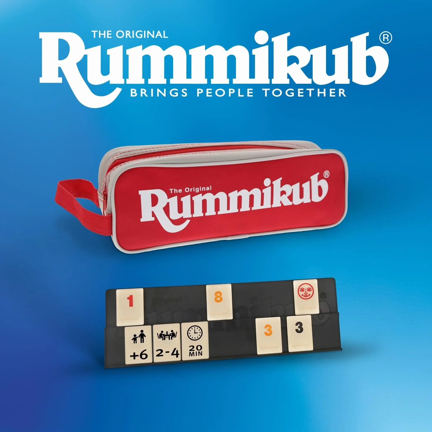 RUMMIKUB - Compact Travel Edition - Juego de Mesa de Viaje para Niños y Adultos - A Partir de 6 Años - Incluye Bolsa de Transporte - Versión Portátil - de 2 a 4 Jugadores