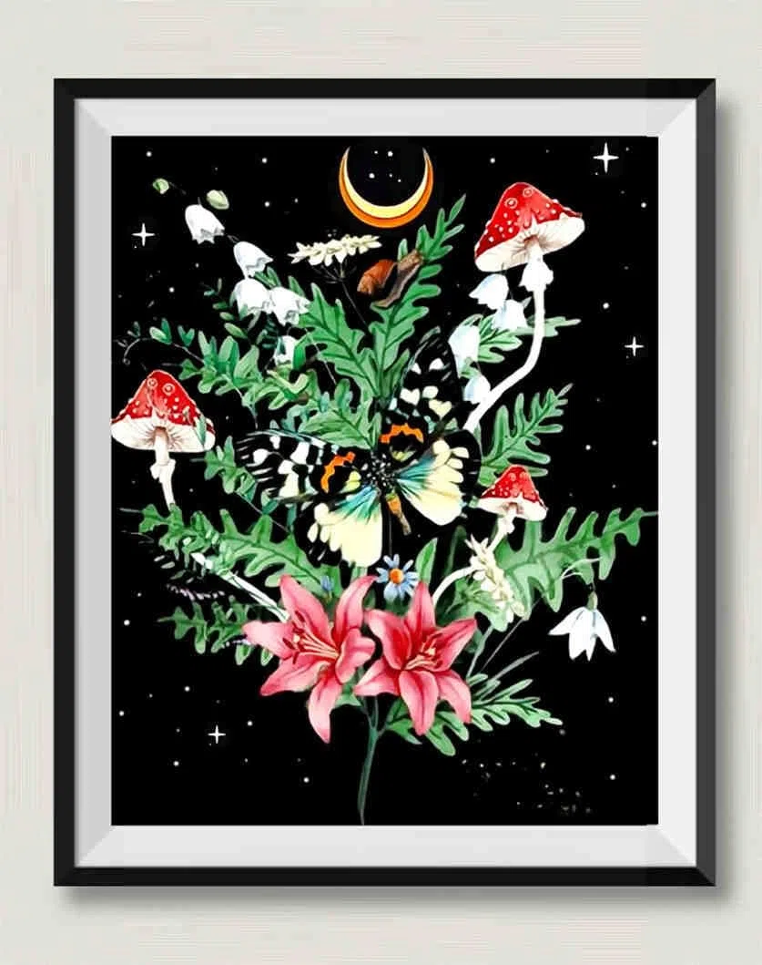 Moon Mushroom Butterfly Flower - Rompecabezas de Madera de 5000 Piezas - Juguetes educativos de Aprendizaje para niños y niñas