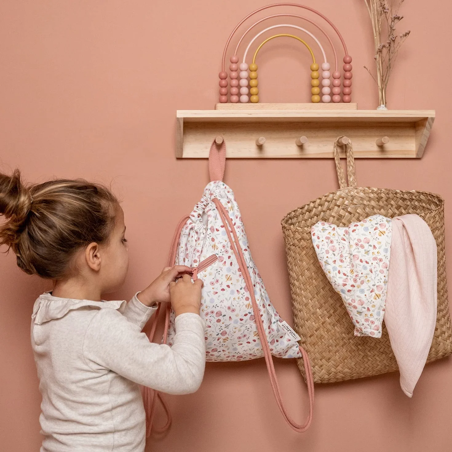 Little Dutch Bolsa de deporte infantil 38 x 29 cm flores mariposas multicolor