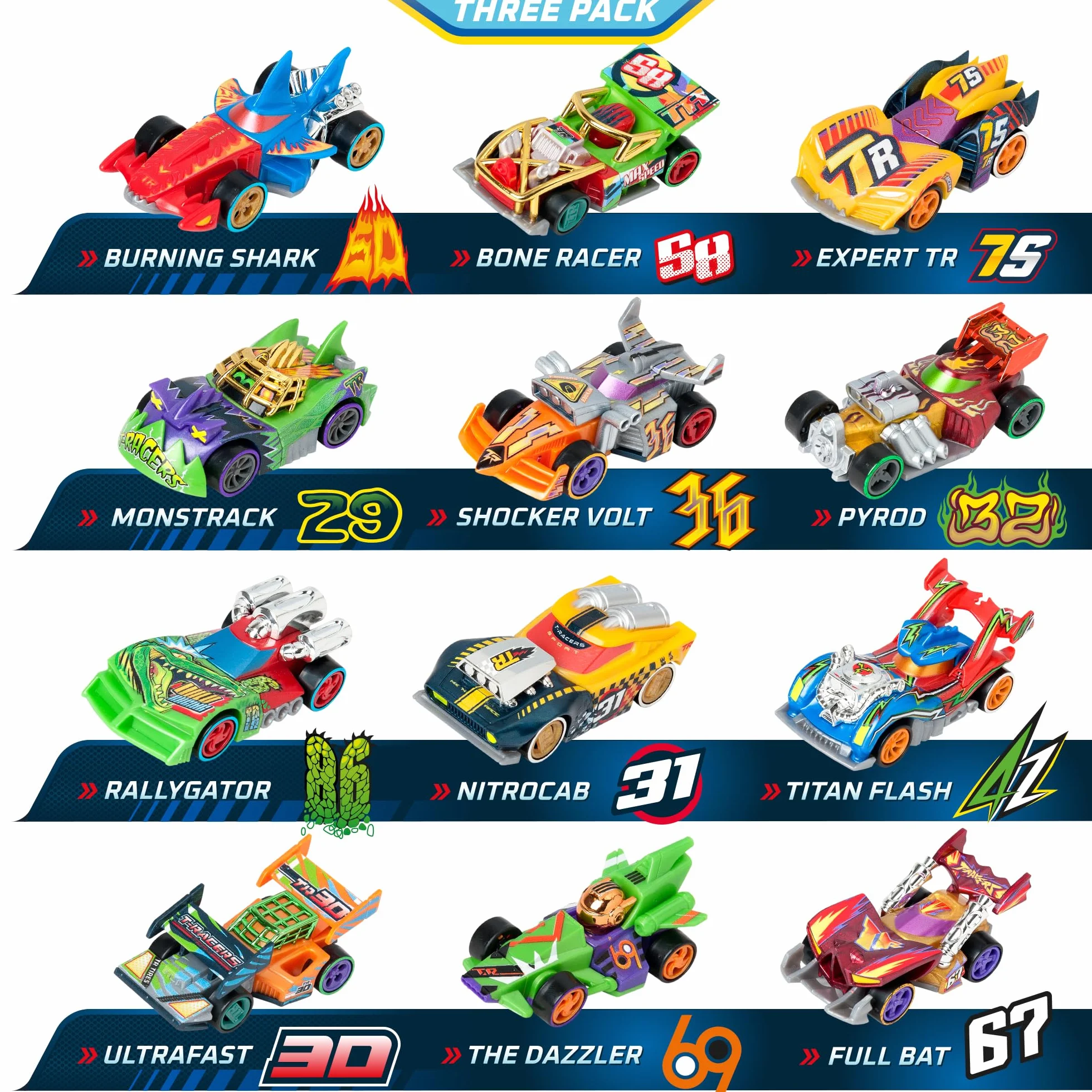 T-Racers Mix ´N Race 3 Pack – Pack de 3 Coches coleccionables. Coches Desmontables por Dos Partes y con Piezas Intercambiables. Pack 11/12