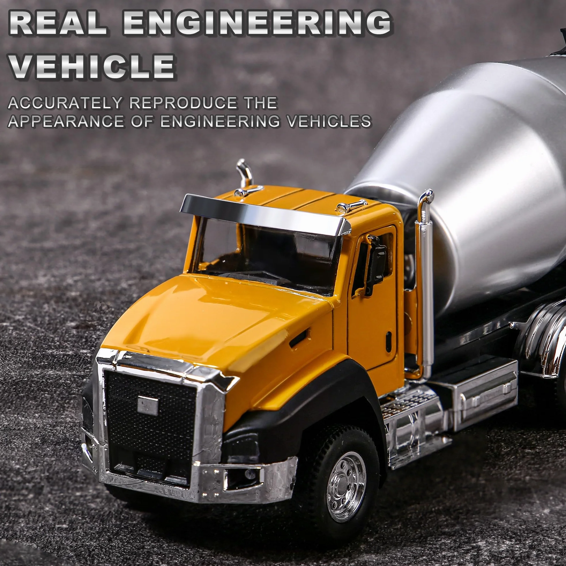 AIUAZA 1/50 Ratio Die-Casting Engineering Construction Vehicle, Mixer Truck, Alloy Collection Model Car, Boy's Door Opening Pull Back Car Toy (Excavator)