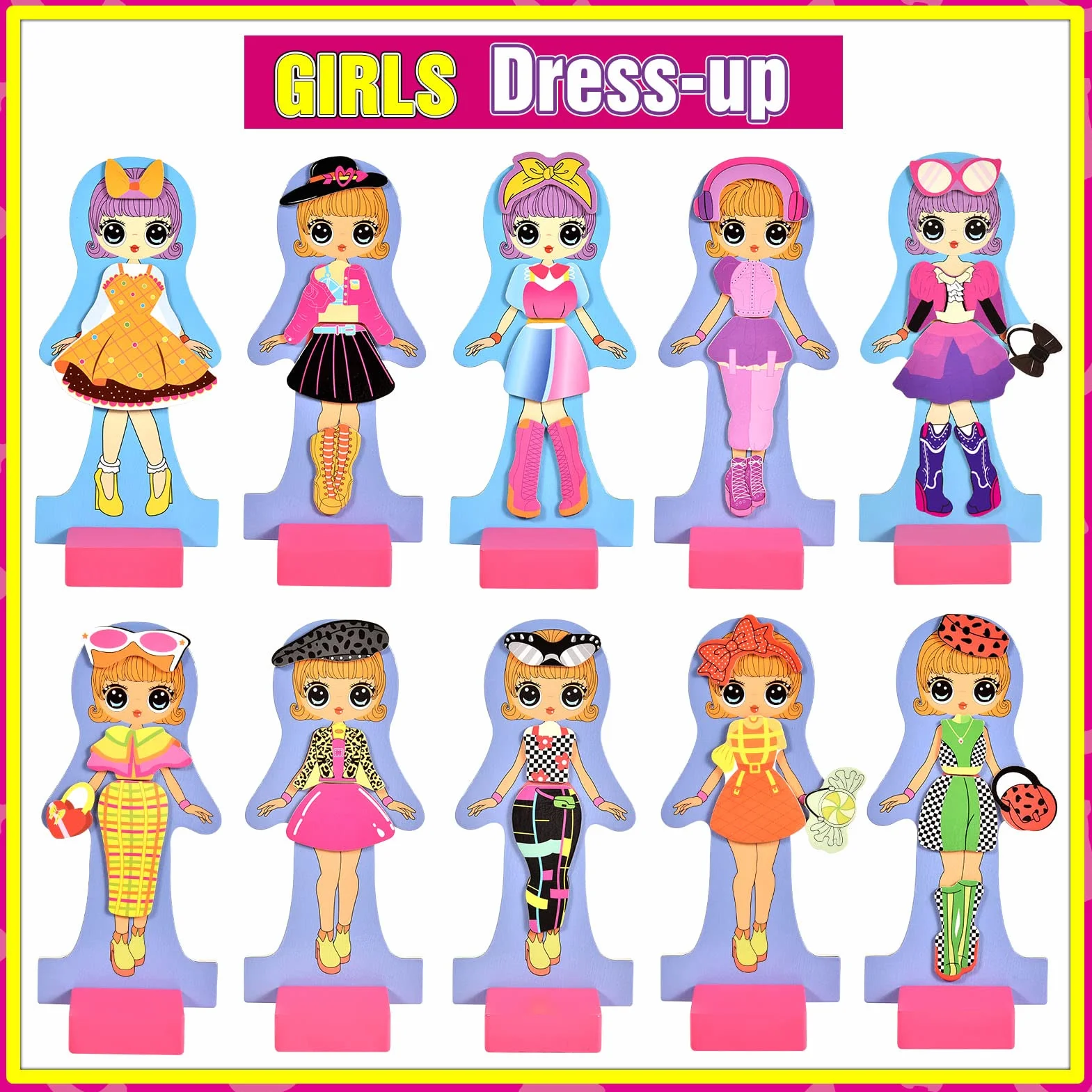 Toyssa Muñecas magnéticas para Vestir Vestir Muñeca Juego de Magnéticos Juguete de Madera Juguetes Montessori Educativo Juego de imitación Regalo para Bebés Niñas 2 3 4 5 6 años