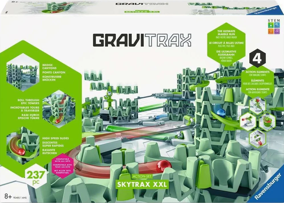 El Set de acción GraviTrax XXL Skytrax de Ravensburger, un Innovador Sistema de Pistas de Bolas con un Nuevo diseño y Funciones, Juguetes de construcción y Carreras de mármol a Partir de los 8 años,