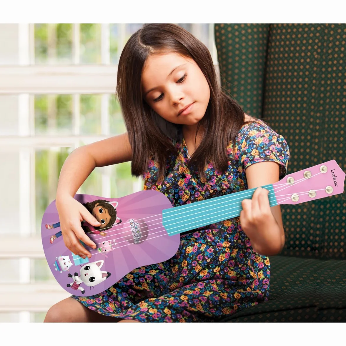 Lexibook, La Casa de Muñecas de Gabby, Mi Primera Guitarra para niños, 6 Cuerdas de Nylon, 53 cm, Guía incluida, Rosa, K200GDH