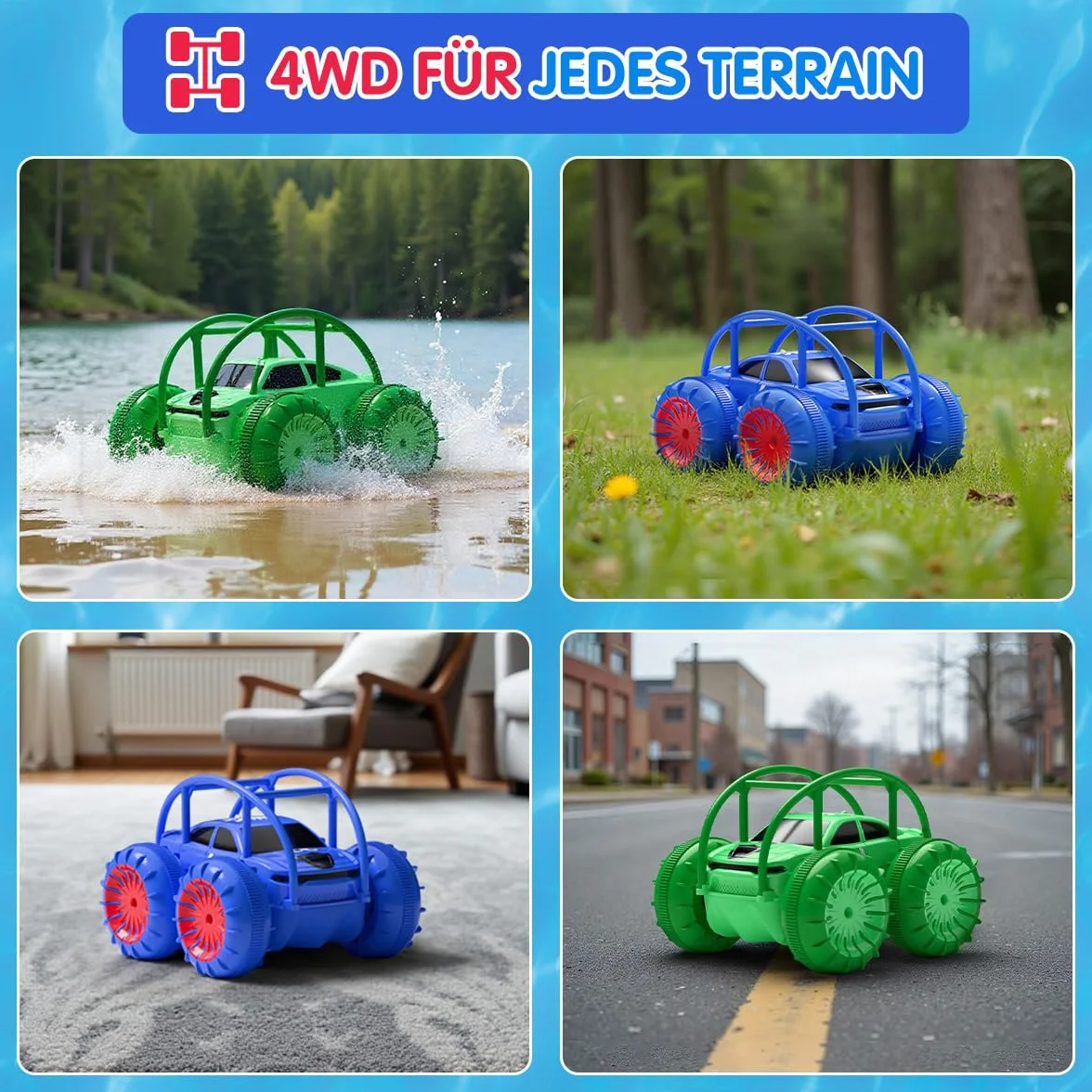 ifollower Coche teledirigido de Carga Directa 2.4GHz 4x4 Monster Truck Drift Cars con luz LED Rotación de 360° Juguetes acuáticos al Aire Libre Regalo Niña Niño 3-12 Años