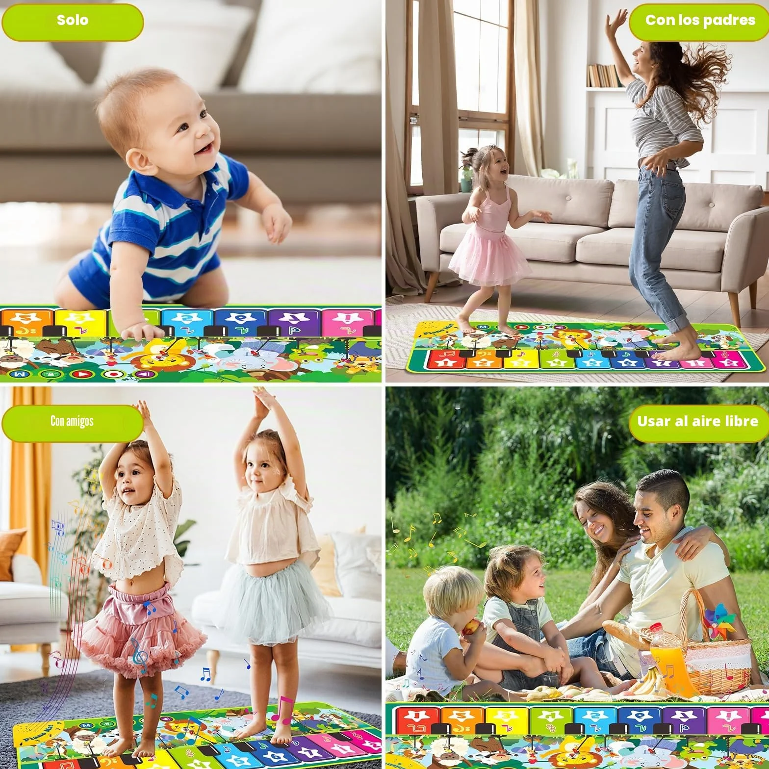 Piano Bebe, Alfombra Musical con 10 Animales, Alfombra Musical Bebe 1 Año, Alfombra de Piano, Juguete Musical Bebe, Niños y Niñas & Regalos de Cumpleaños (110×43cm)
