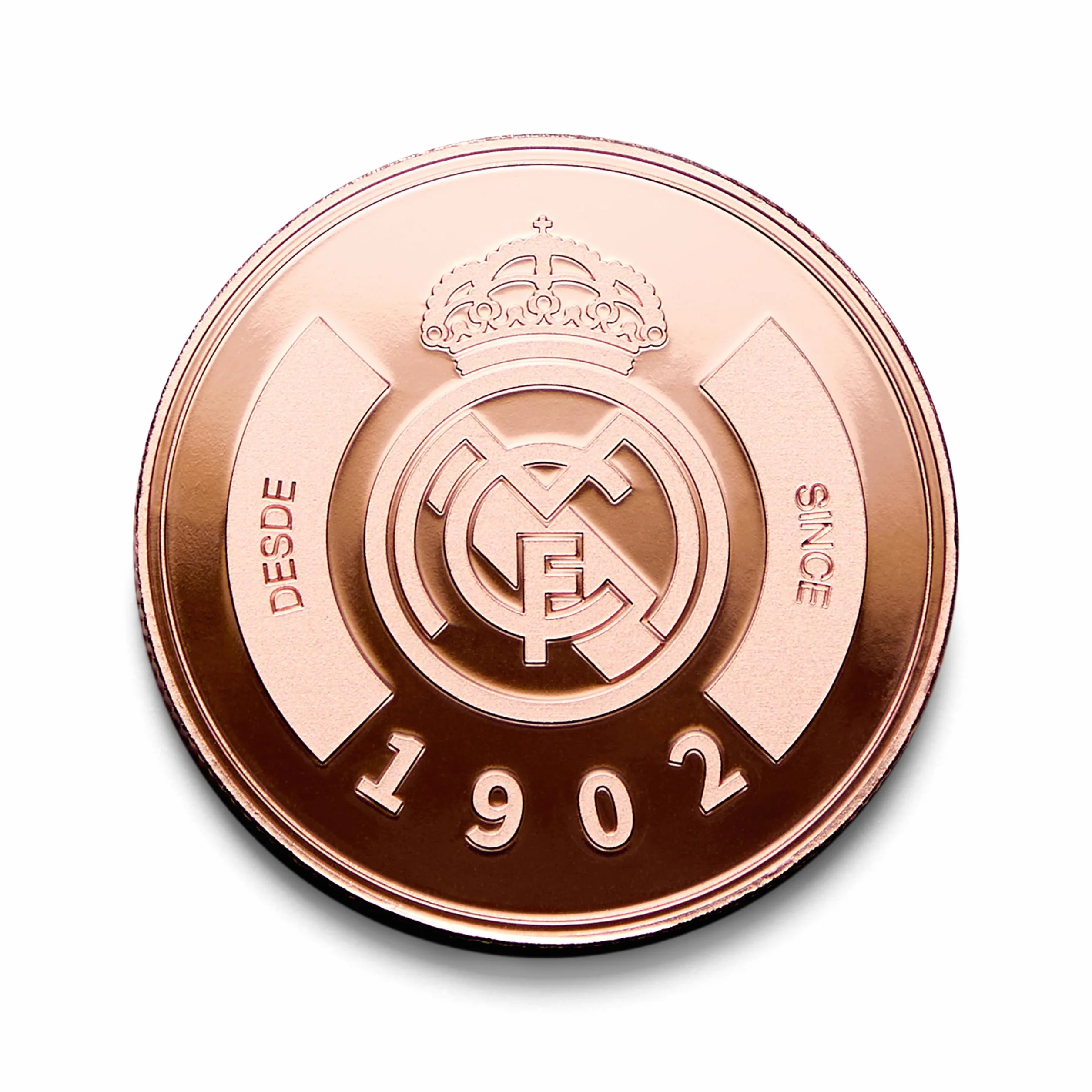 Real Madrid - Moneda edición Especial con Escudo y año de su fundación 1902 - Coleccionable - Cobre - Producto Oficial