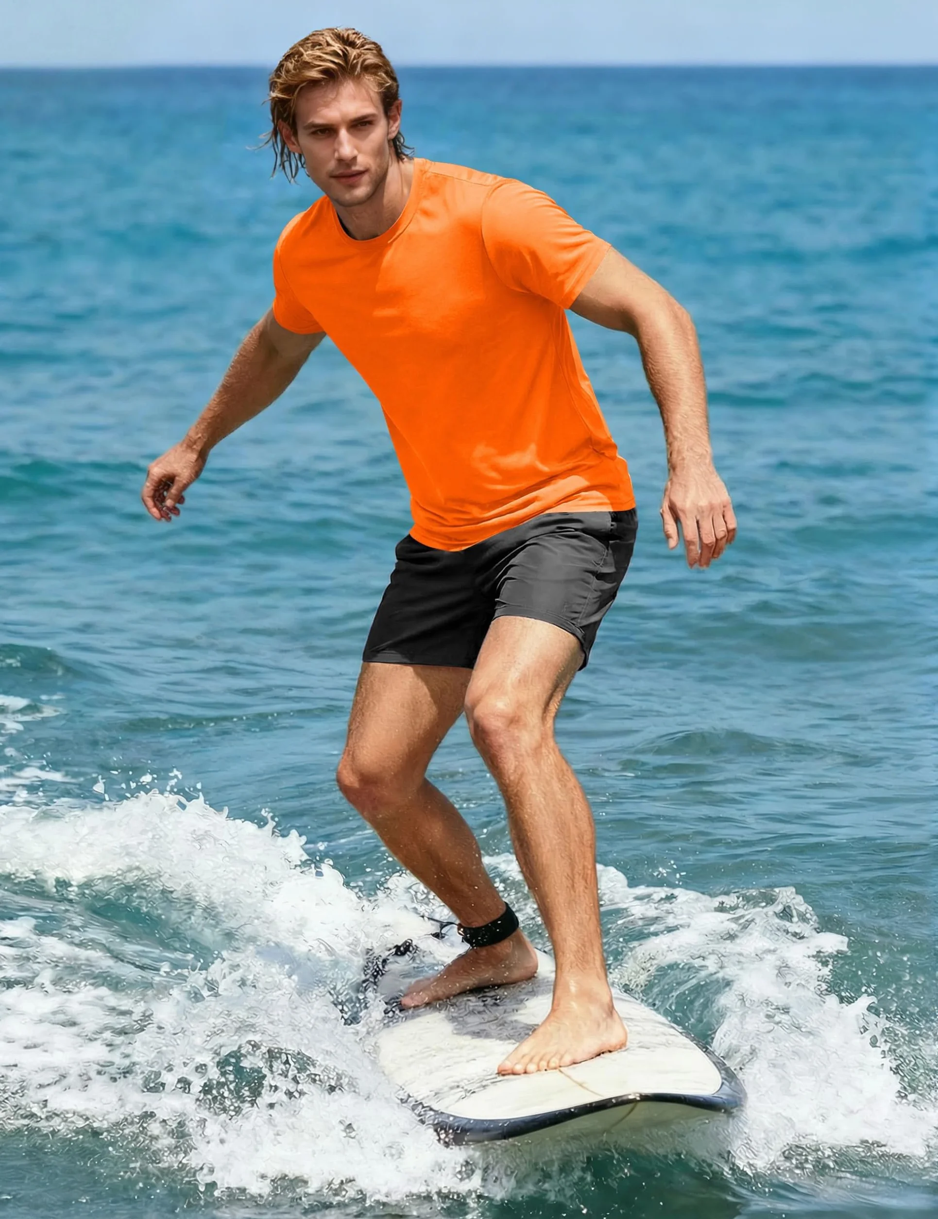 KEFITEVD Camiseta Elástica de Secado Rápido para Hombre, Manga Corta Ligera Informal de Verano
