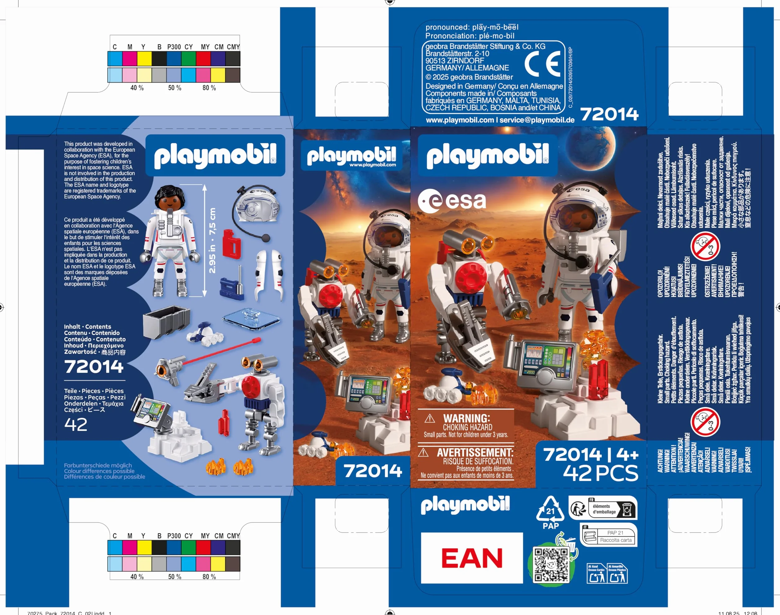 PLAYMOBIL Space Astronauta ESA Robot Vehículo Explorador Marciano Estación Análisis Rocas Investigación Espacial 72014