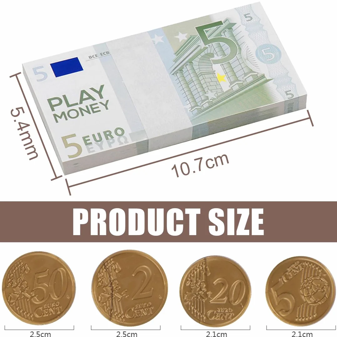 86 Piezas Billetes y Monedas de Euro de Juguete, Dinero Falso para Niños, Accesorios de Juego de Rol para Fiestas y Miniaturas