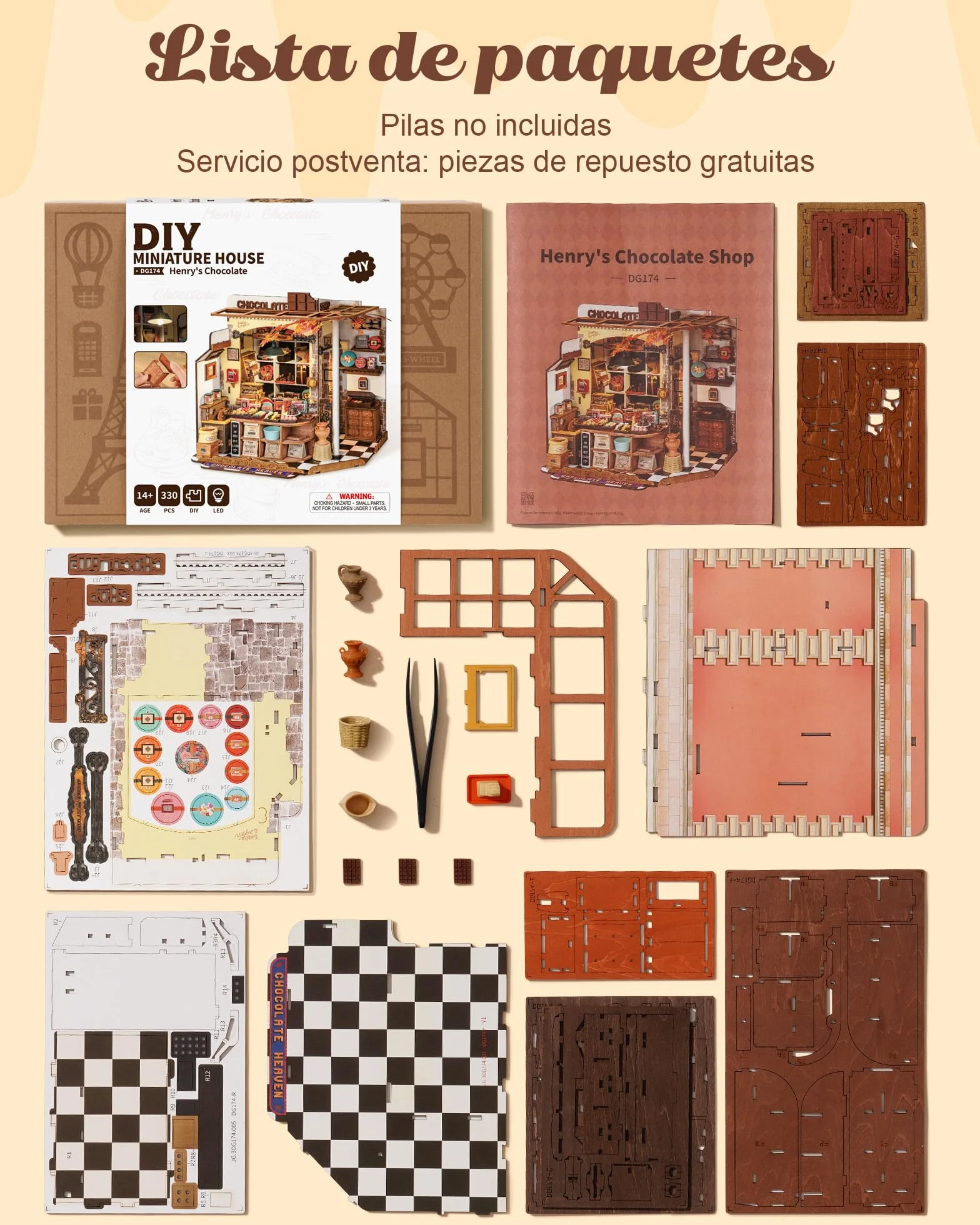Rolife Maquetas Henry's Chocolate Shop-330 Piezas DIY Miniature House Diorama, Casas Miniaturas para Montar Puzzle 3D Madera Book Nook para Adultos Adolescentes ¡Ningún Pegamento Necesario
