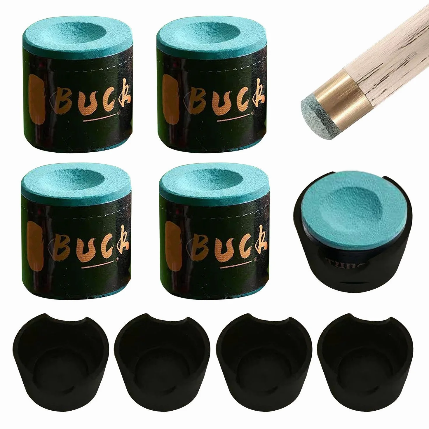 Tiza para taco de billar verde oscuro, 4 unidades, caja de polvo inteligente, accesorios de mesa de billar