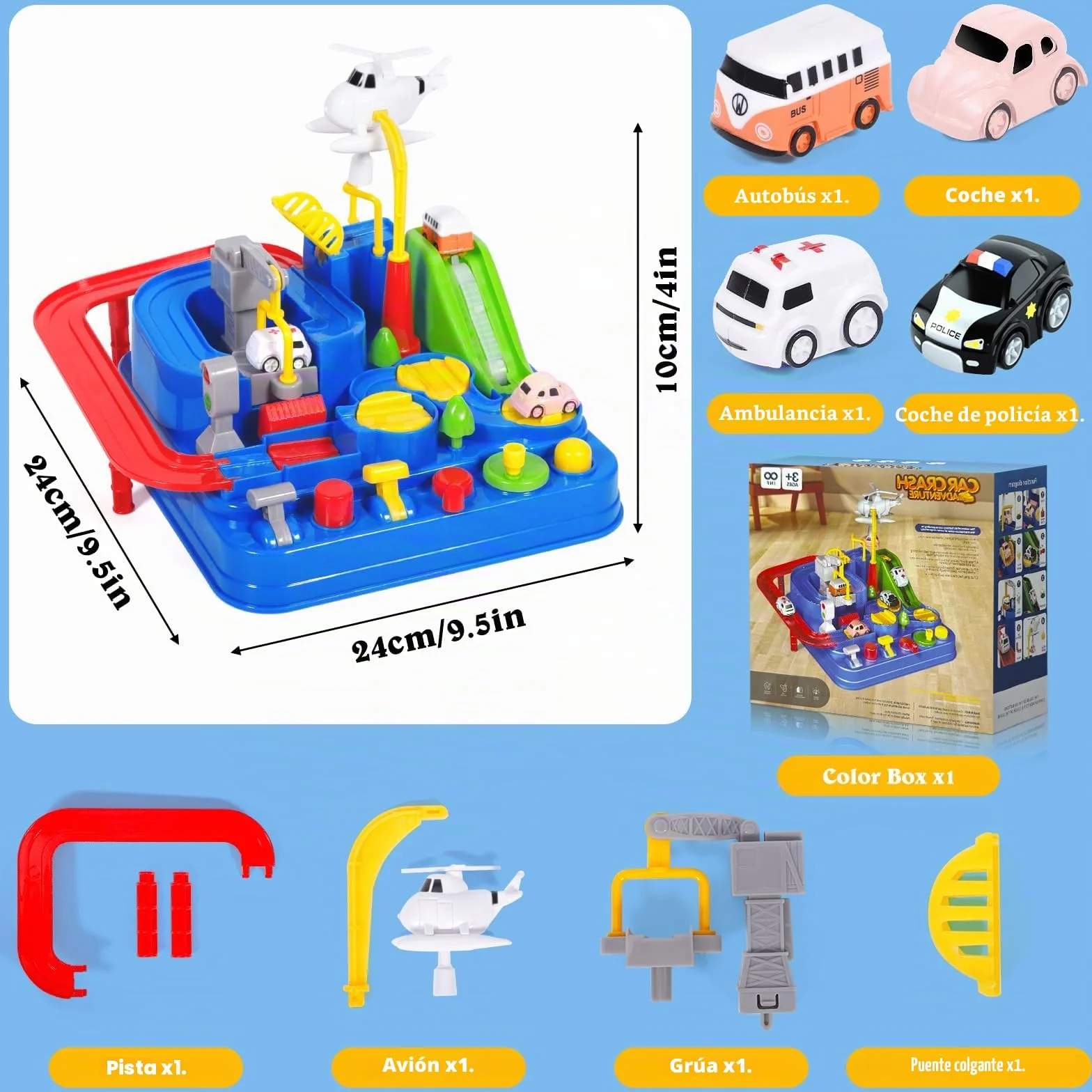Pista de Coches Juguetes para Niños 3 Años, Circuito de Coches Juguete-s de Aventura Garaje Coche Juguete, Juguetes de Aventura Circuito, Juguete Educativo para Niños 3-6 Años Regalos