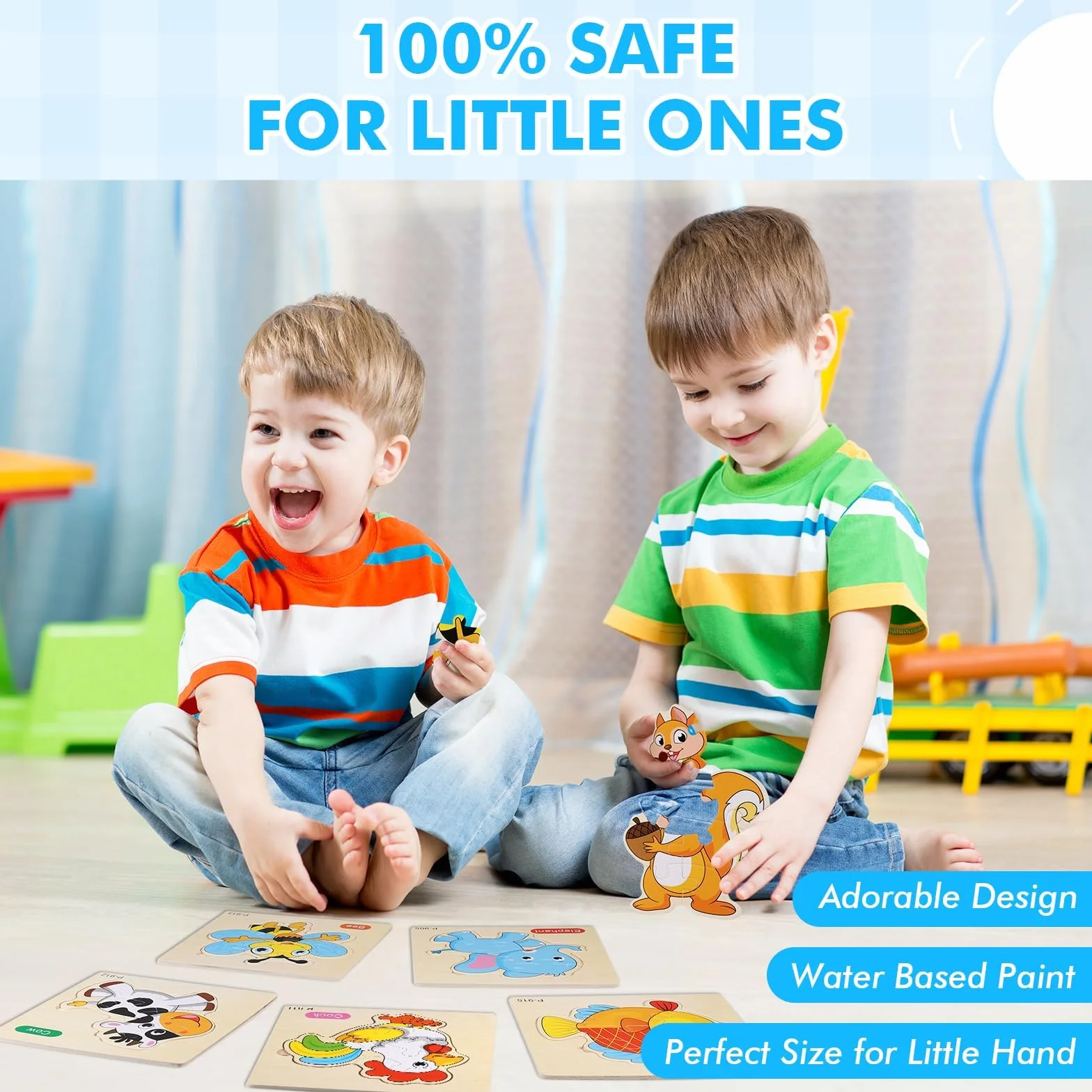 Puzzles de Madera Montessori 12 Piezas Juguetes Educativos Animales Infantil 1 2 3 Año Rompecabezas