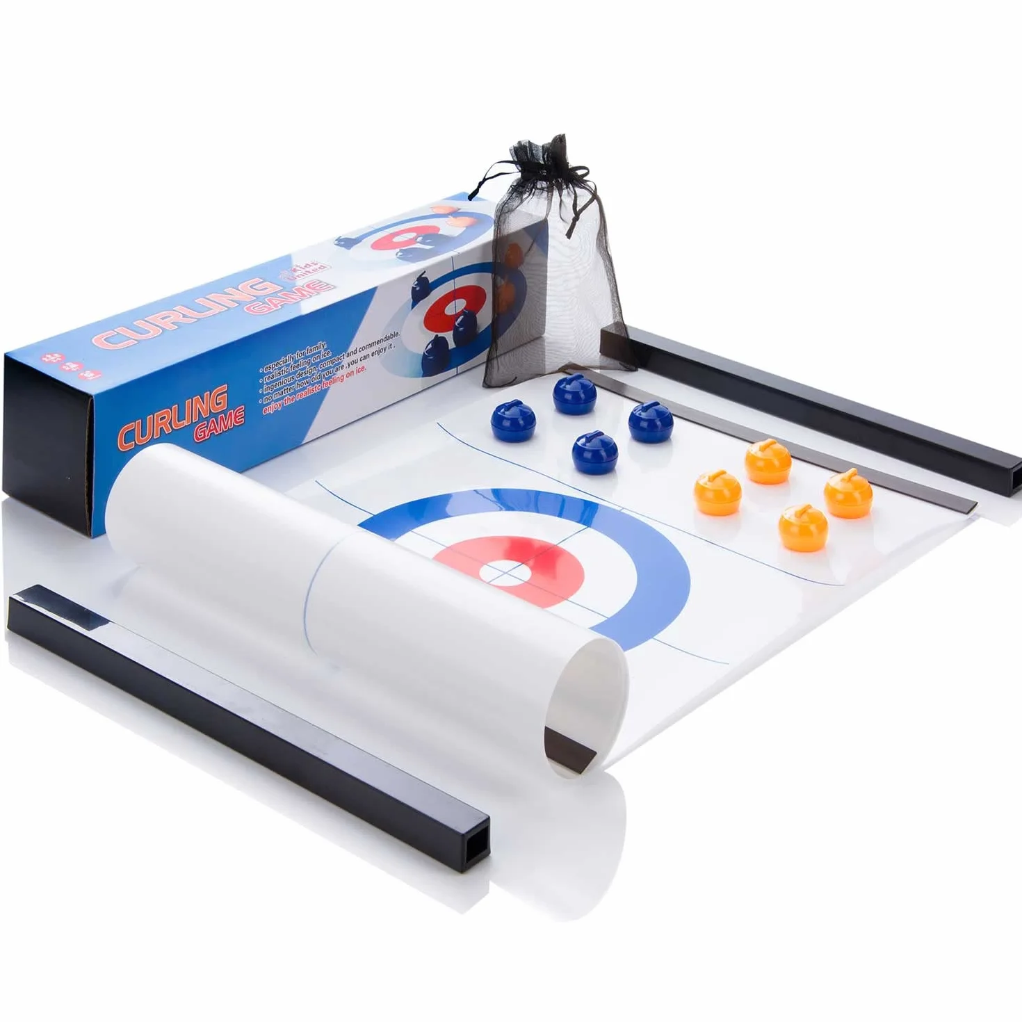 Kids United® Curling Juego Familiar de Tablero de Curling Juego de Mesa de Bolos sobre Hielo para niños y Adultos