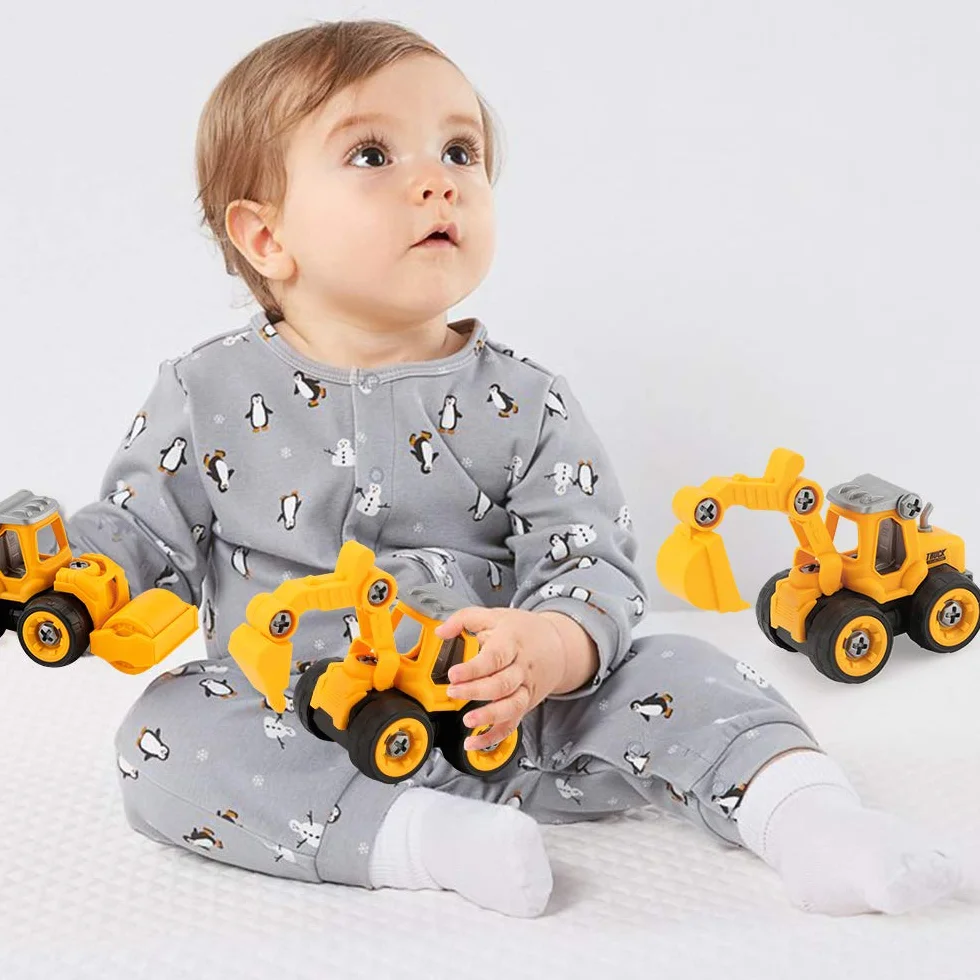 Juguete de Montaje para Coche, Camión y Excavadora Con Destornillador - Vehículos de Construcción Educativos de Bricolaje - Regalo para Niños y Niñas