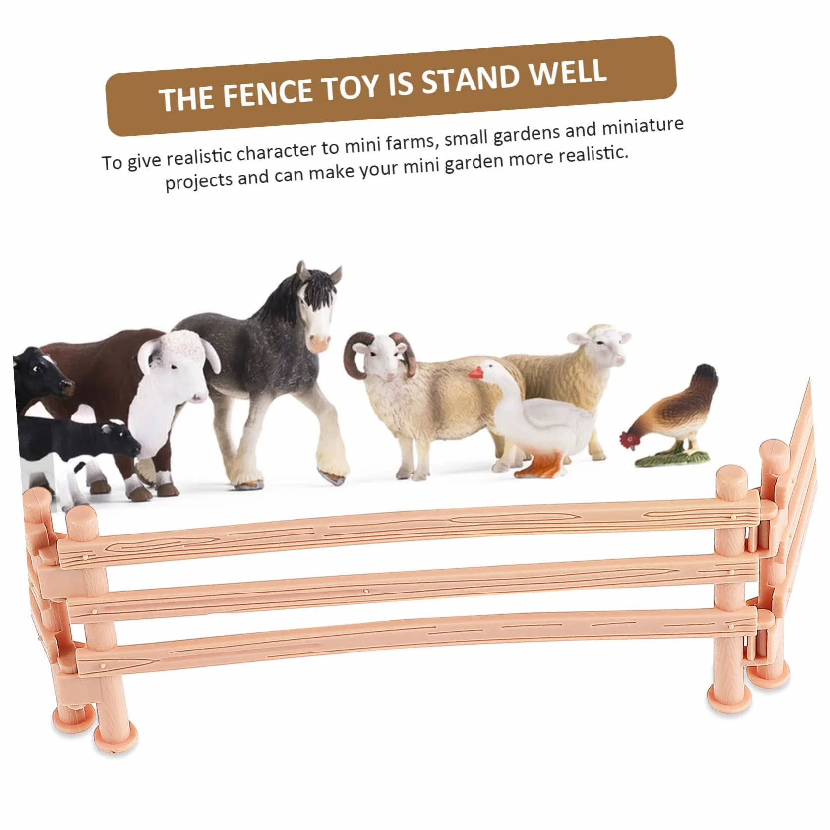 ibasenice Vallas De Juguete para Granja 50 Piezas Beige para Niños Set De Paneles Puntales para Establo y Figuras Animales Juego Creativo y Educativo