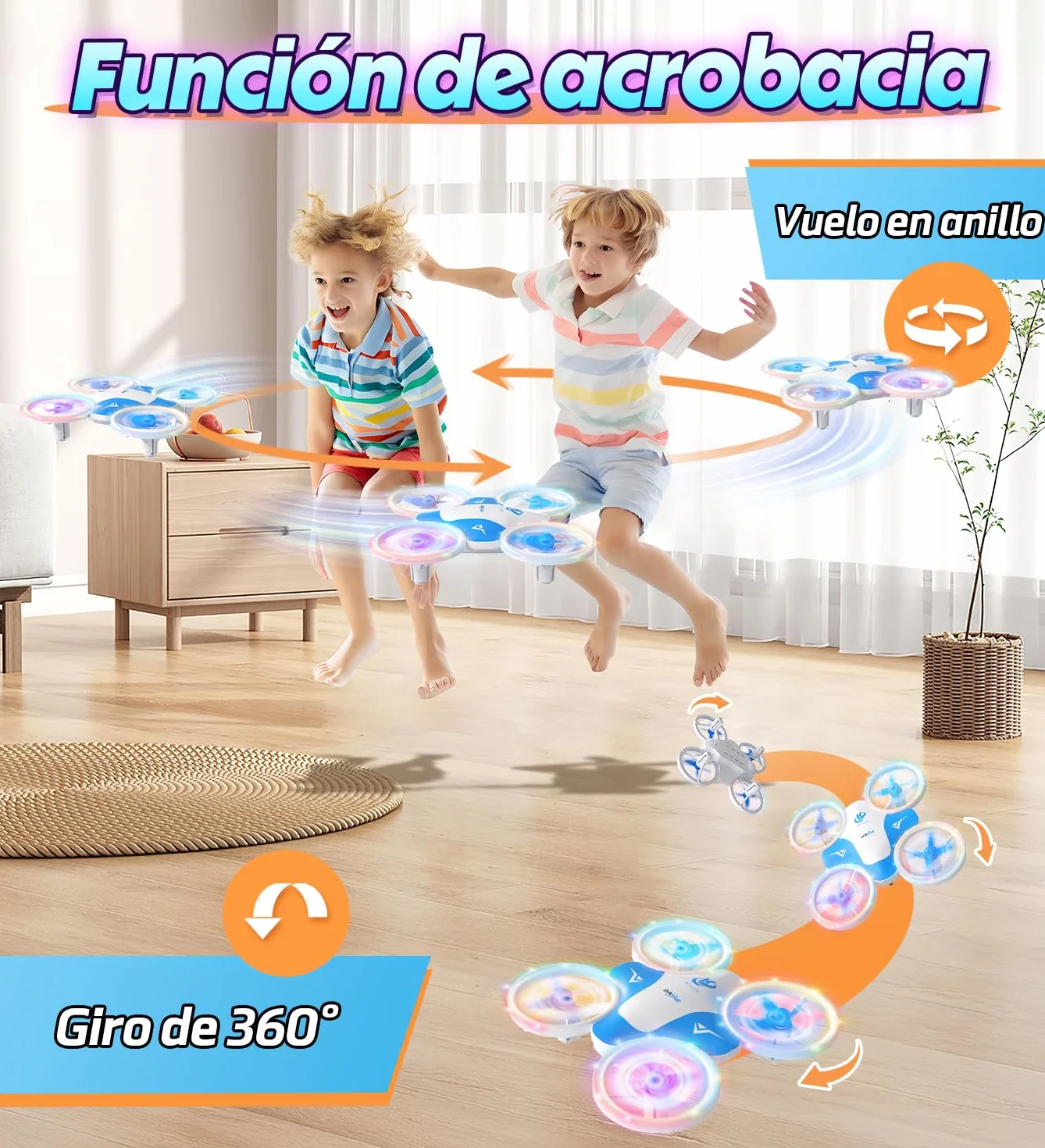 Korffe Mini Dron Para Niños 6-10 Años Avión Teledirigido con Luces LED