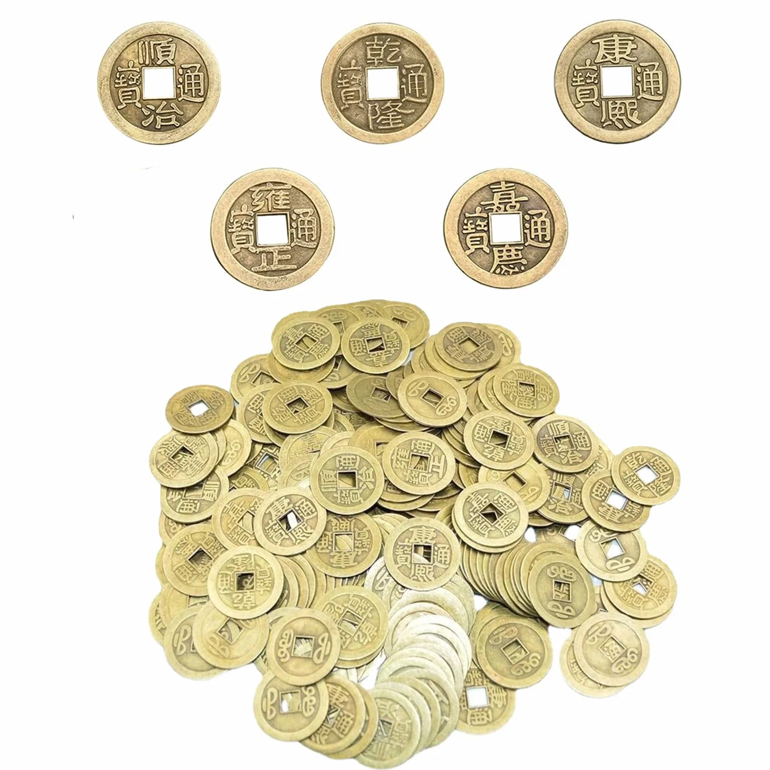 50 Piezas Monedas Feng Shui Chinas Moneda de la Fortuna de la Buena Suerte Monedas I-Ching para la Salud y la Riqueza, 2 cm