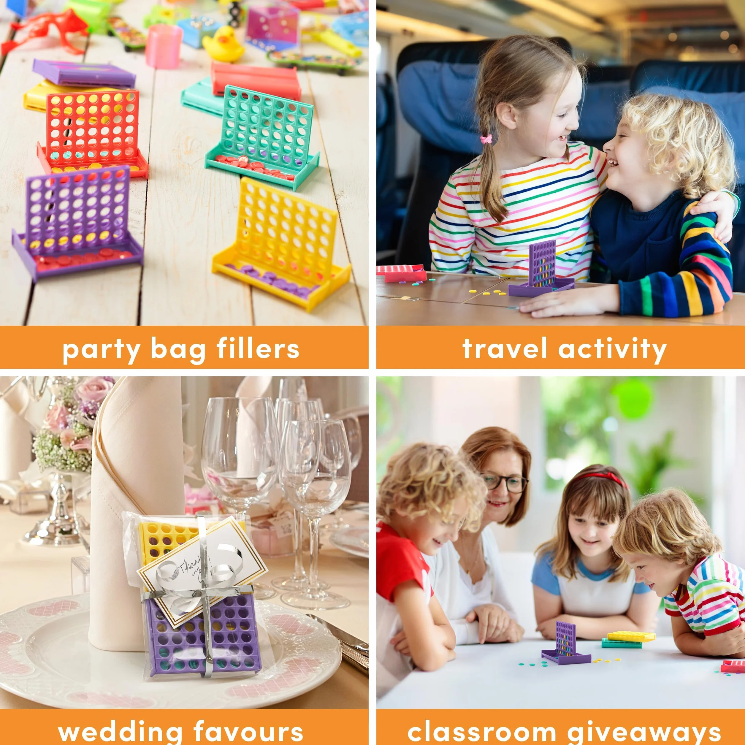 THE TWIDDLERS Pack 24 Mini Juegos de Mesa Alinear 4 Fichas 8cm - Regalos Comunión, Bolsas Sorpresa, Juegos de Viaje 3 a 12 Años