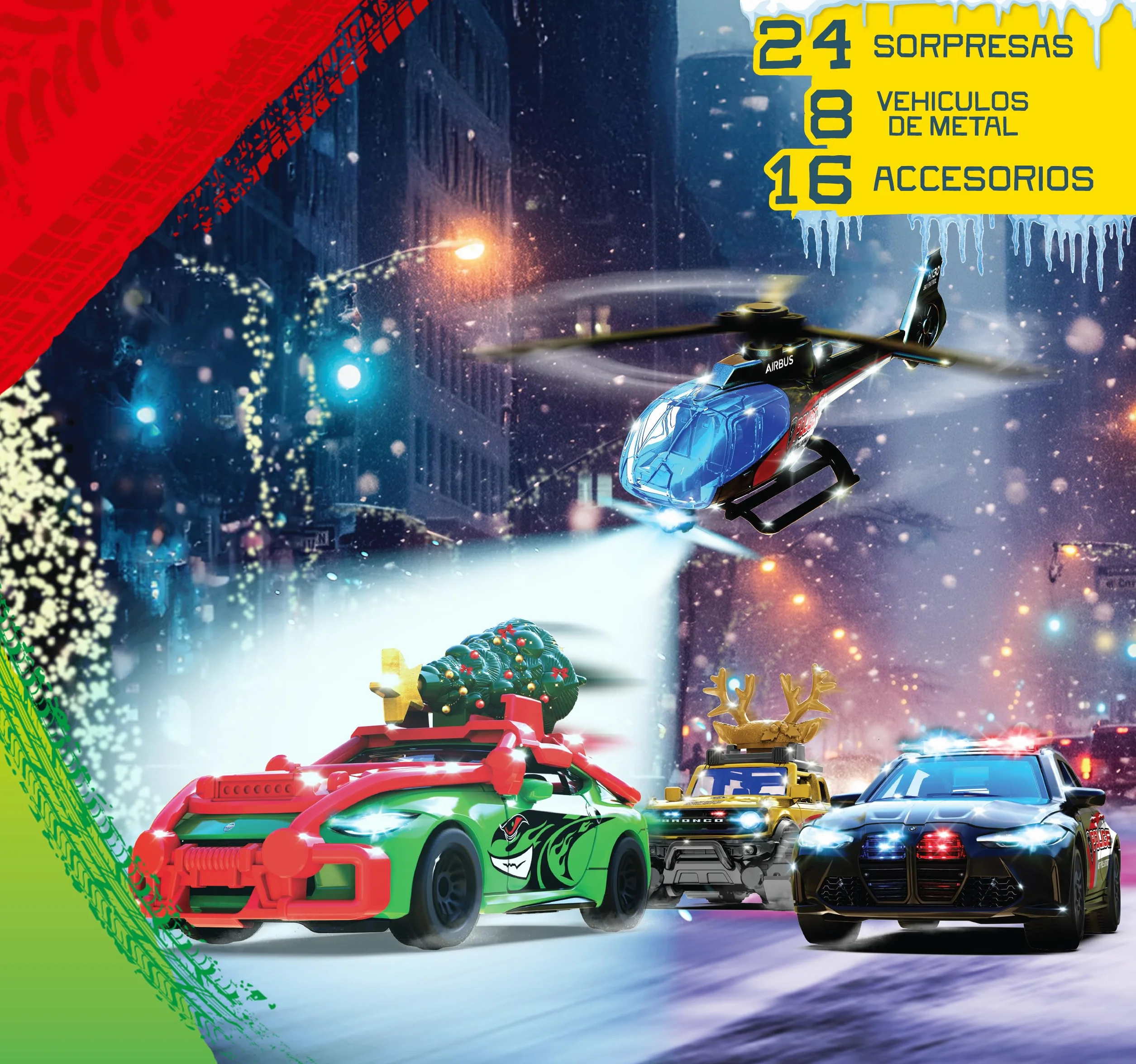 Majorette, Calendario de Adviento, Set de 8 Coches, Metal, 7,5 cm, Piezas de Taller, Accesorios Tuning, Pegatinas, Diorama Incluido, Caja Decorada, Ideal para Regalar, 3 años (8504107000)