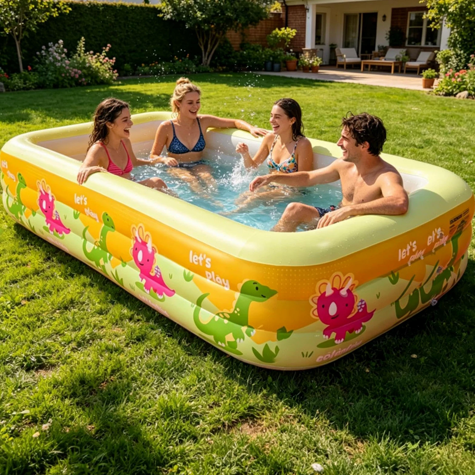Piscina Infantil Hinchable Tina de Juegos de Agua Antideslizante de PVC | Piscina Hinchable de Verano para Niños para Adultos Niñas Niños Interior Exterior Jardín Patio Piscina Playa Verano