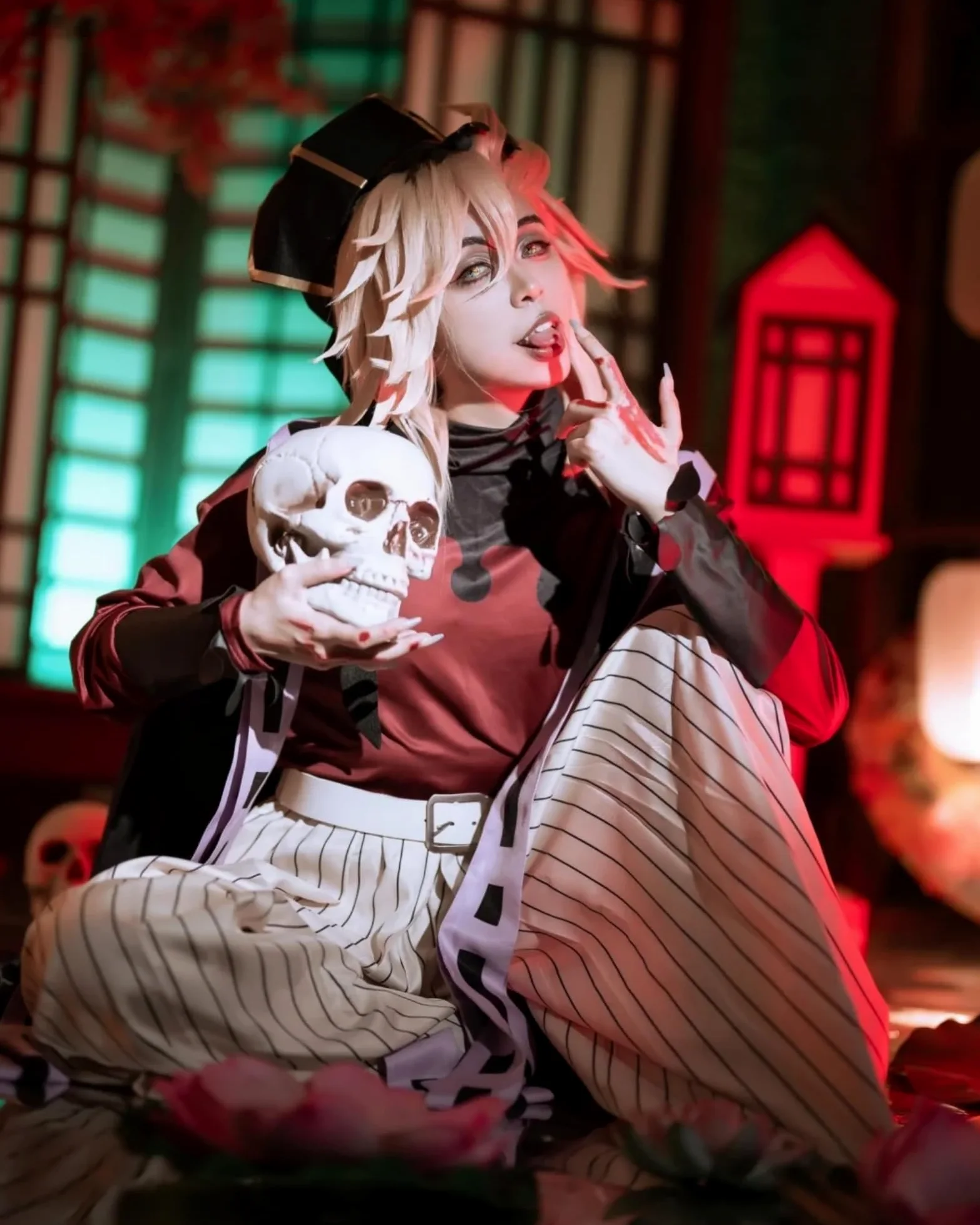 Disfraz de Demon Twelve Kizuki Cosplay Outfit Kokushibo Disfraz Akaza Cosplay Douma Halloween Disfraz adulto carnaval