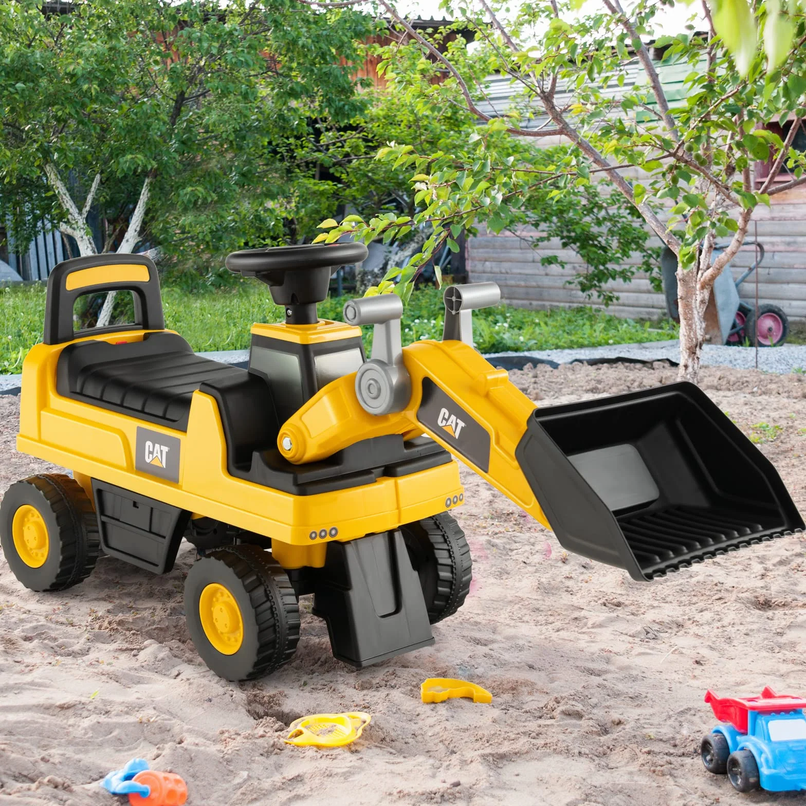 GOPLUS Portador Bulldozer para niños con bocina y Espacio de Almacenamiento Oculto, vehículo excavador con Pala y Asiento cómodo, Carga 25 kg, para niños de 1 a 3 años