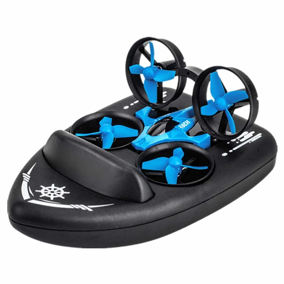 Dazii Tres Modos de mar, Tierra y Aire Barco de Control Remoto 2.4G Aerodeslizador Carga Control Remoto Coche Avión eléctrico 2.4G RC Barco Verano Juguetes acuáticos al Aire Libre Barco