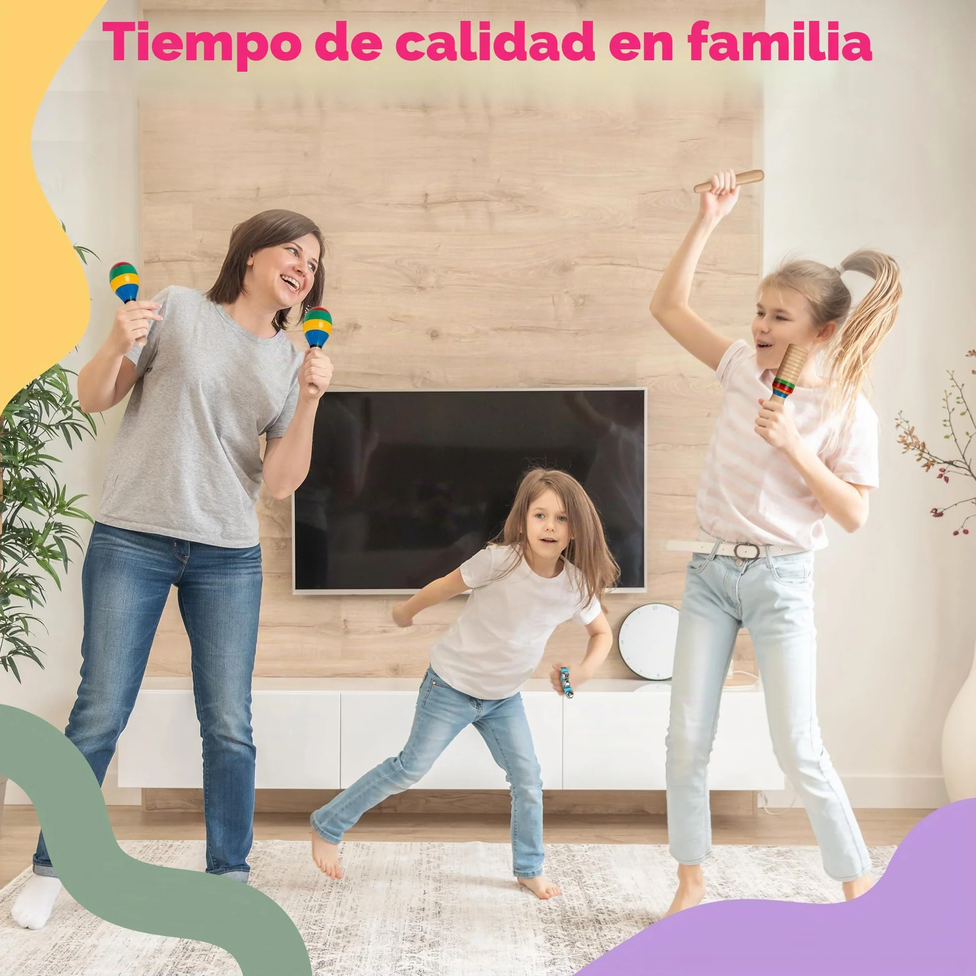 Stoie’s Set de Instrumentos Musicales para Niños – Instrumentos de percusión de Madera para niños de 1 a 3 años, xilófono, pandereta, Maracas, Juguetes Musicales para niños de 3 a 5 años