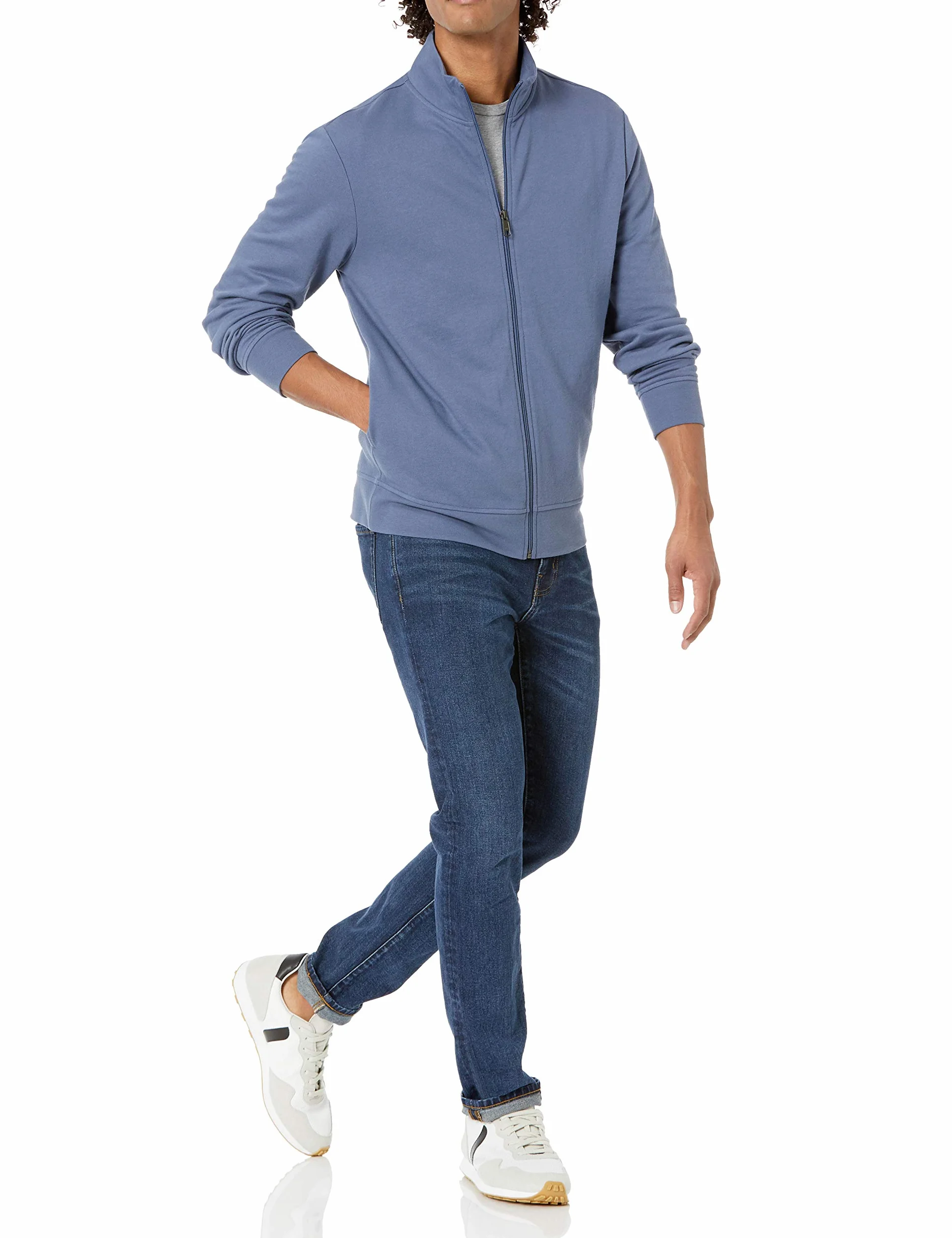 Amazon Essentials Sudadera Ligera de Felpa Cremallera Completa Cuello Perkins Hombre