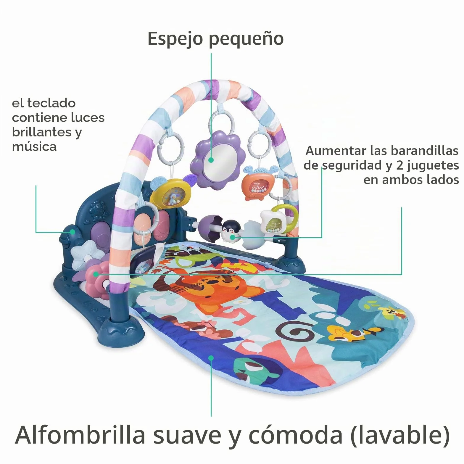 caterbee Alfombra de Juego de Piano para bebé, Juguete de Actividades para recién Nacidos con Piano, tapete de Juego para Gimnasio de Actividades para niños pequeños (Rosa)
