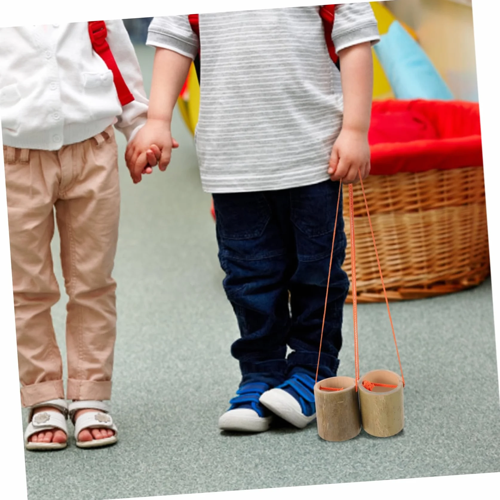 Zancos de Bambú para Entrenamiento Sensorial Tamaño Grande sin Imperfecciones, Juguete Interactivo para Niños y Adultos, Equipo de Equilibrio para Interiores y Color Aleatorio