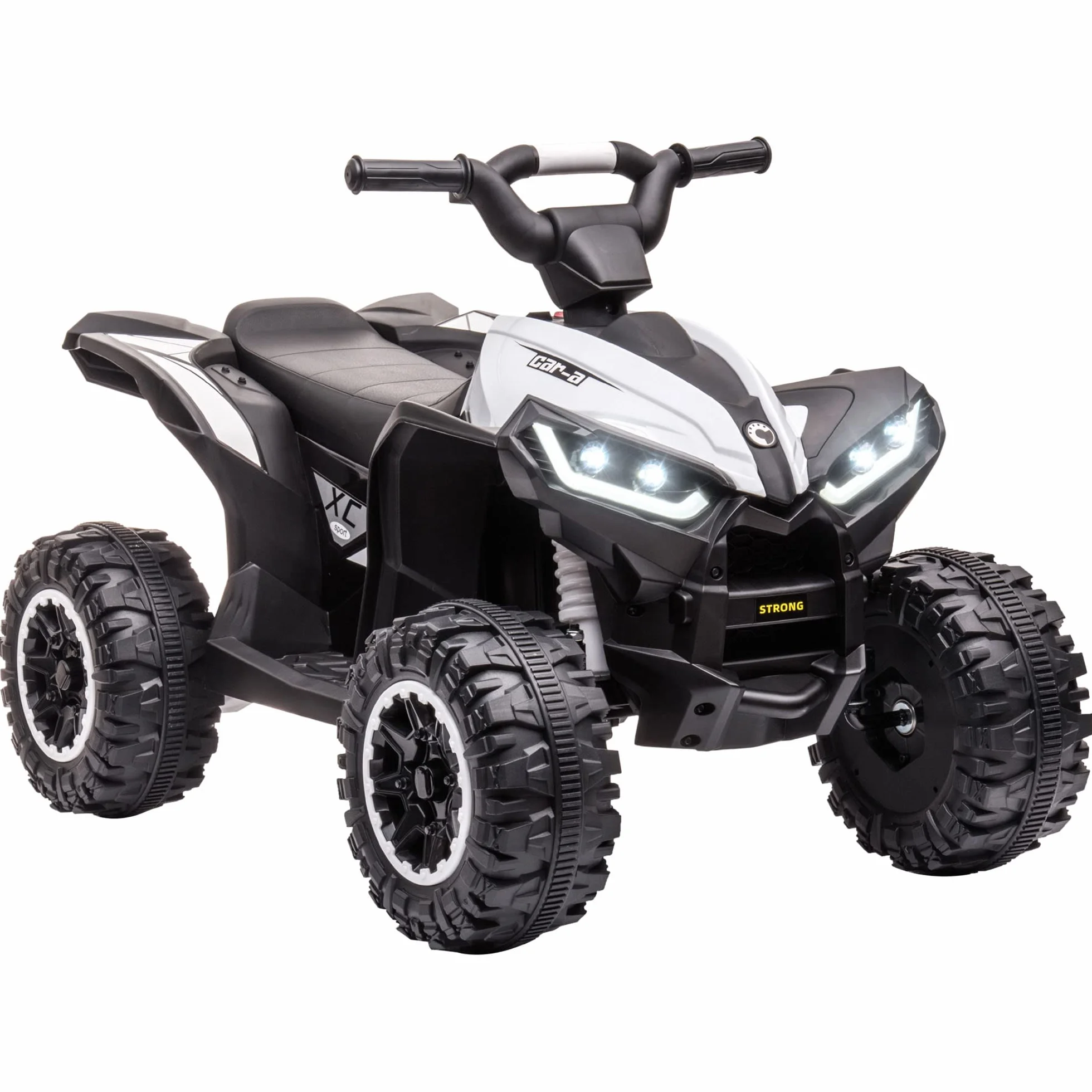 HOMCOM Quad Eléctrico para Niños 12V, Quad para Niños de 3-5 Años, con 2 Motores, Velocidad Ajustable 3-6km/h, Faros, Bocina, Música, USB, Avance y Retroceso, Blanco