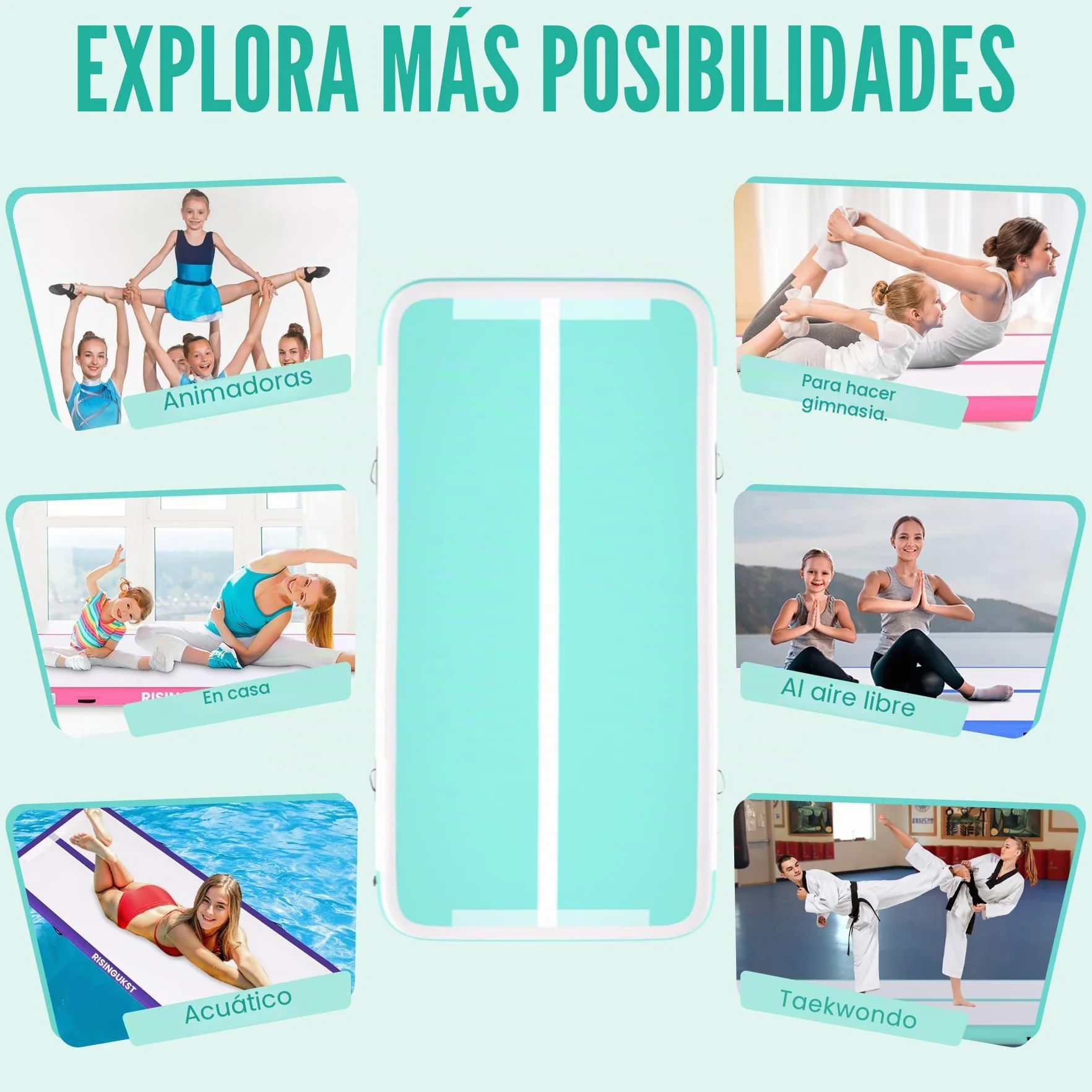 Colchoneta de gimnasia artística inflable 2m/3m/4m/5m/6m 10/15/20cm con bomba