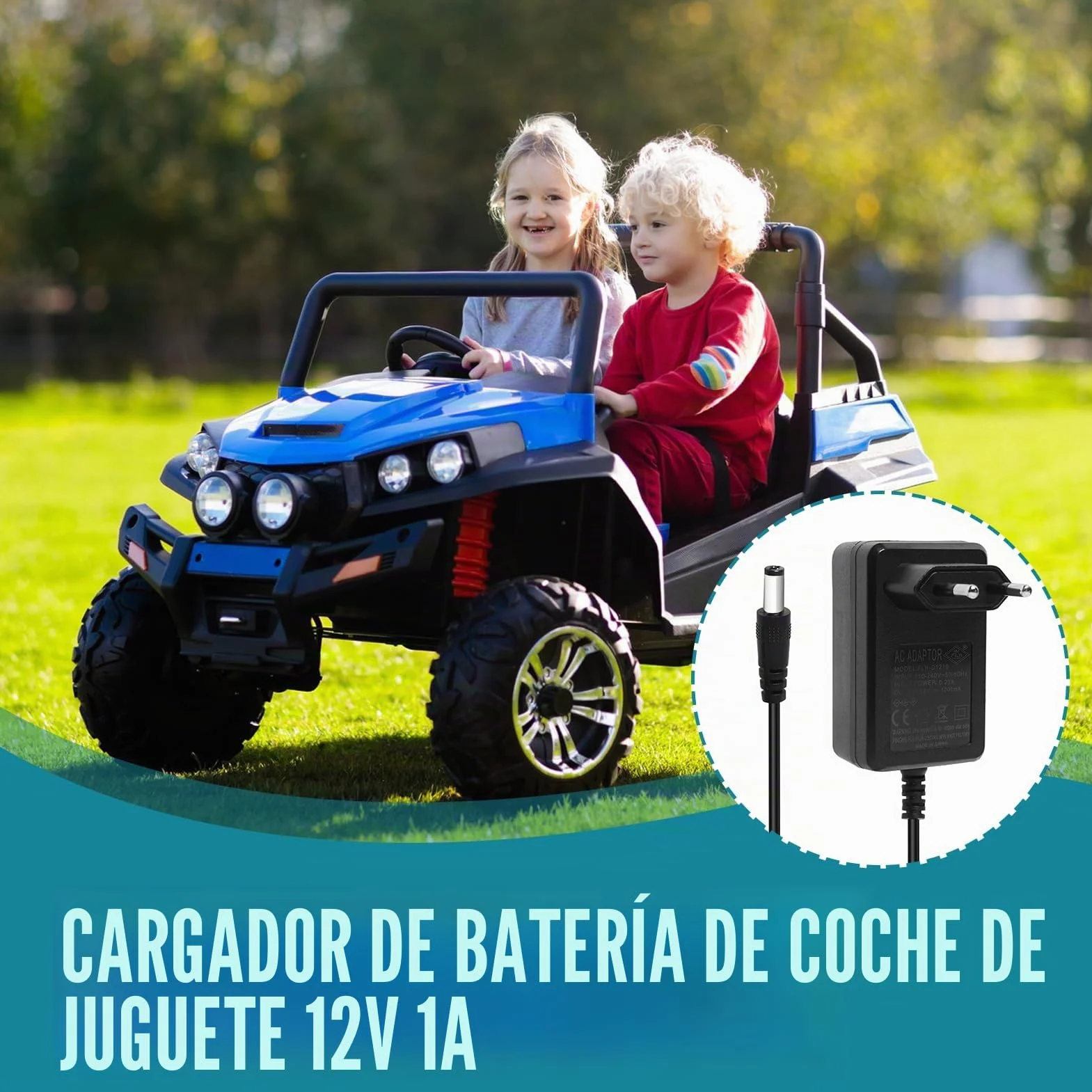 Cargador de 12 V para coche eléctrico infantil, cargador universal de 12 V 1 A, para coche eléctrico infantil, paseo en juguetes, para SUV ATV moto, coche, eléctrico de motocicleta, coches eléctricos