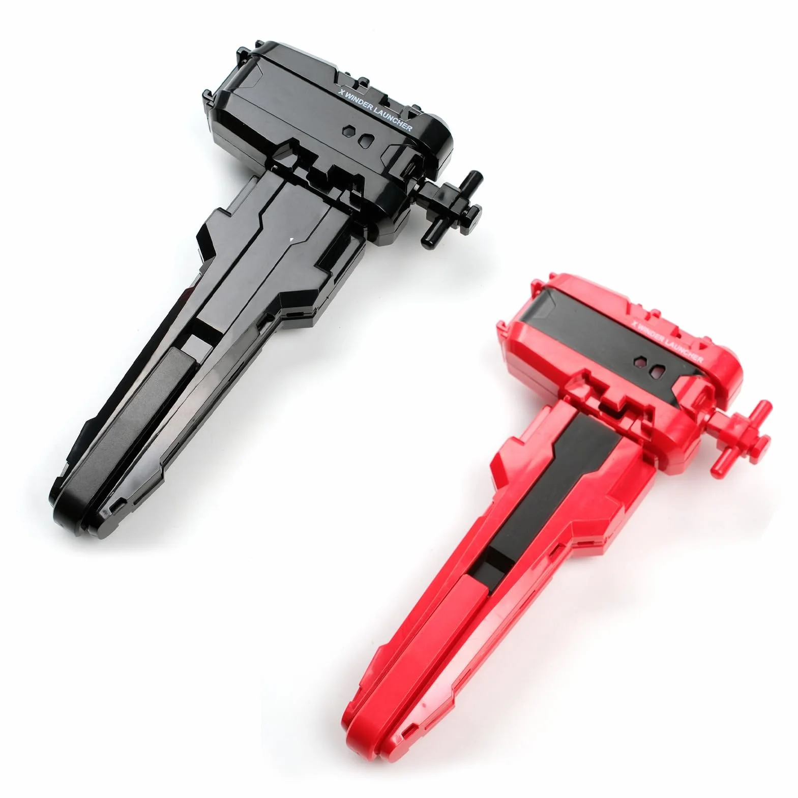 AIBREAY Lanzador X Series con Mango para Peonzas, 2 Piezas Lanzador con Cuerda, Compatible con X Gyro y Spinning Tops de Alta Velocidad, Ideal para Batallas y Competencias (Negro+Rojo)